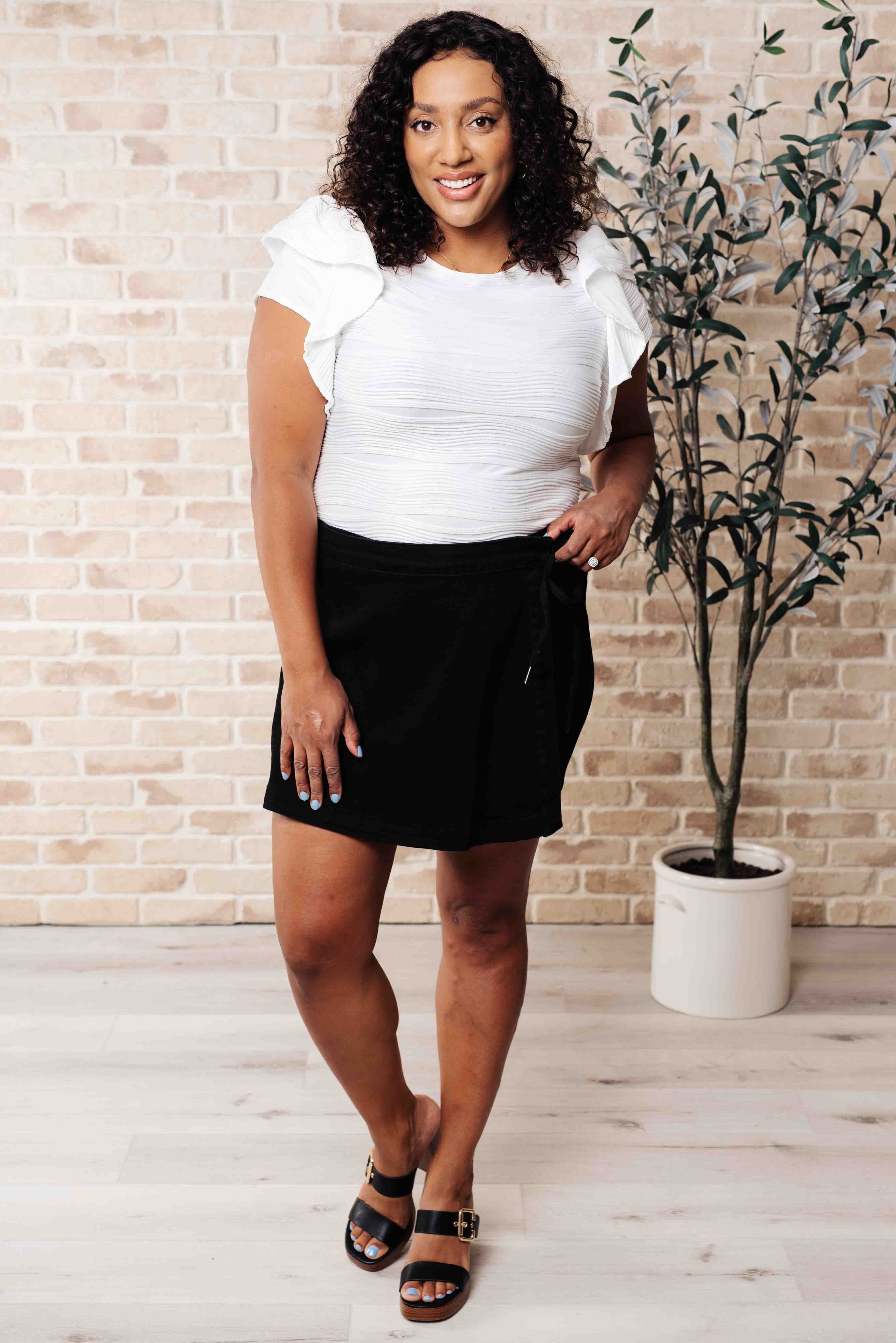 Highest Praise Ruffle Sleeve Blouse Tops Ave Shops- Tilden Co.