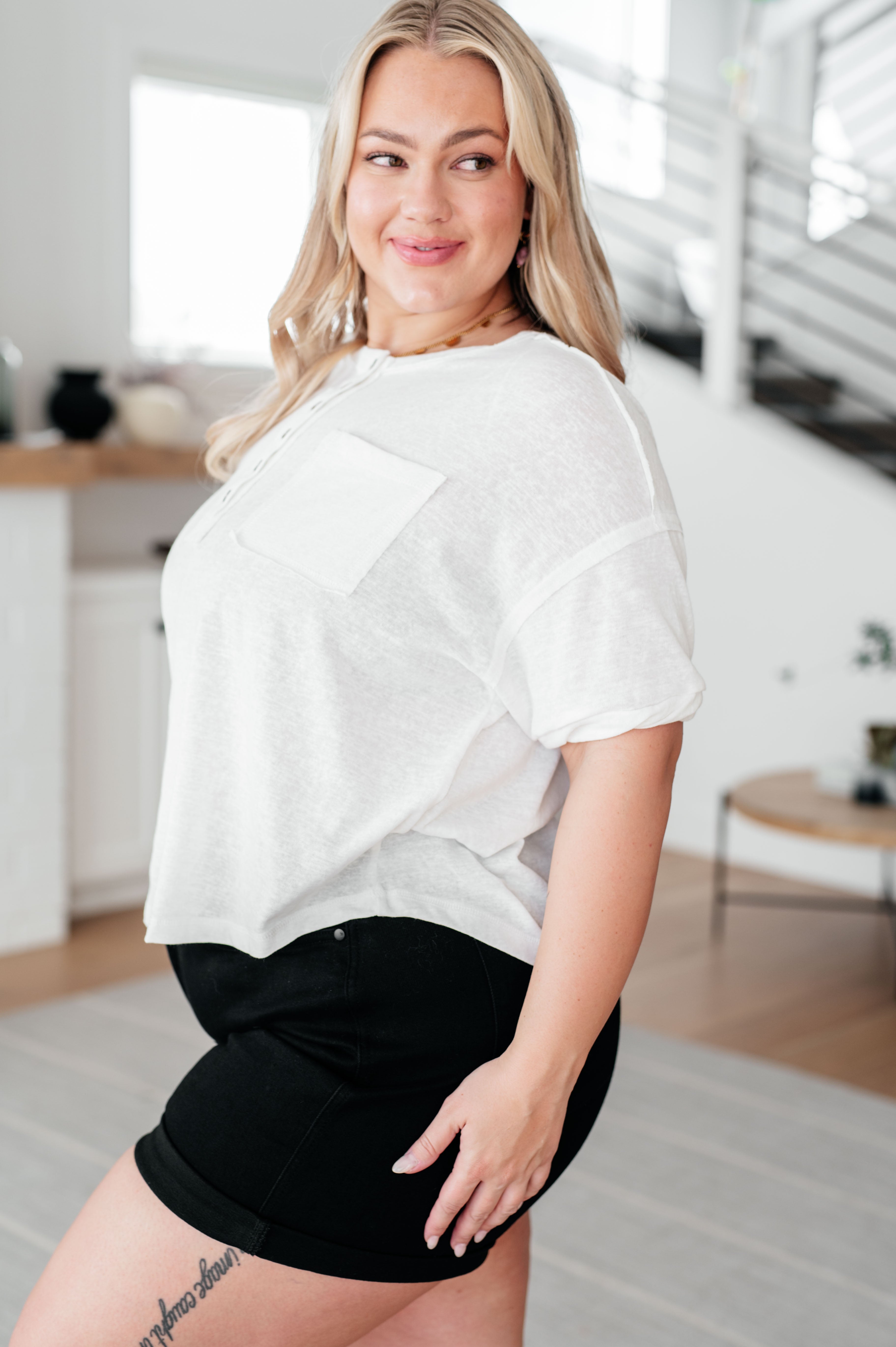 Hipster Henley Top Tops Ave Shops- Tilden Co.