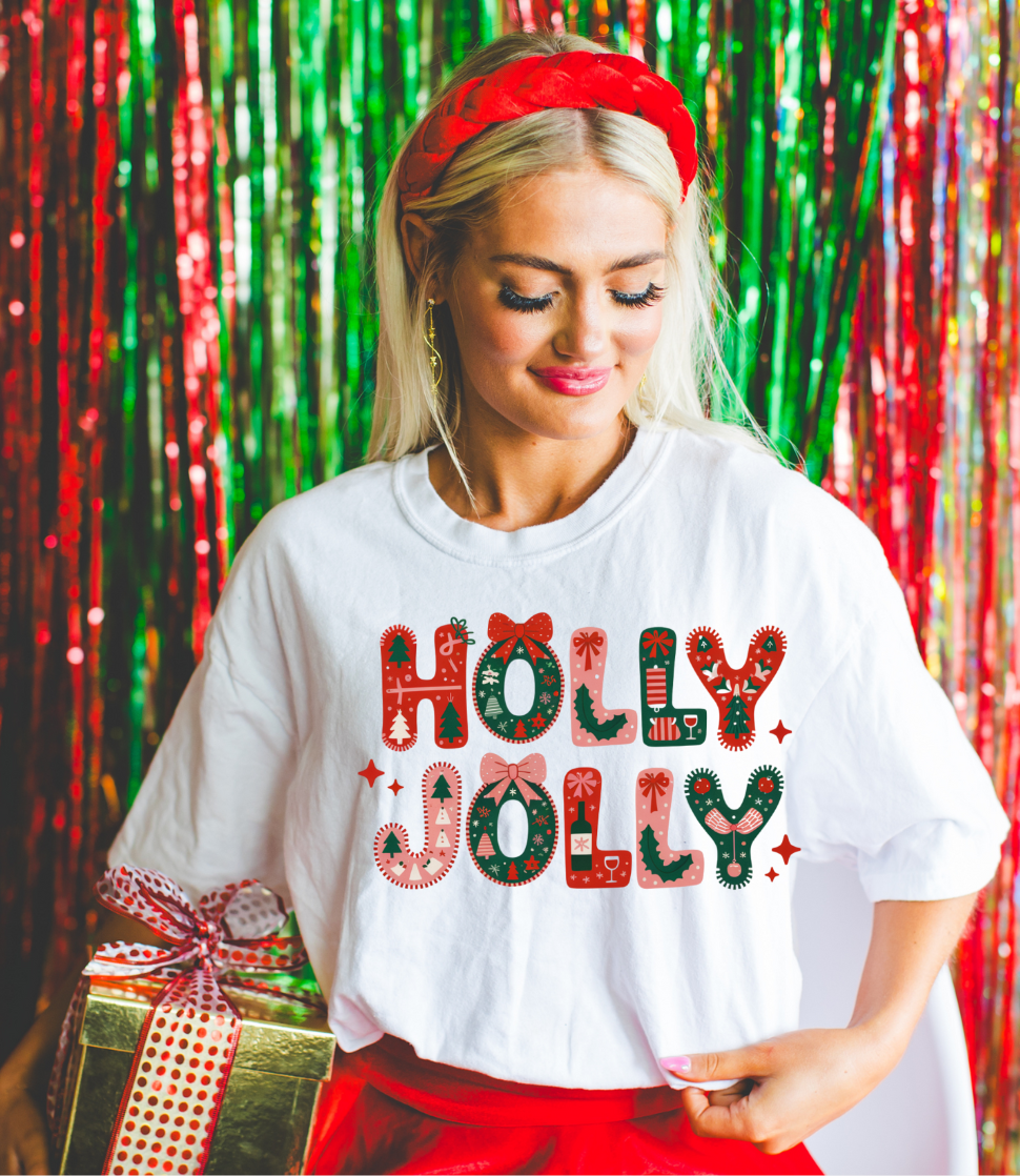 Holly Jolly Graphic Tee and Sweatshirt Womens Ave Shops- Tilden Co.
