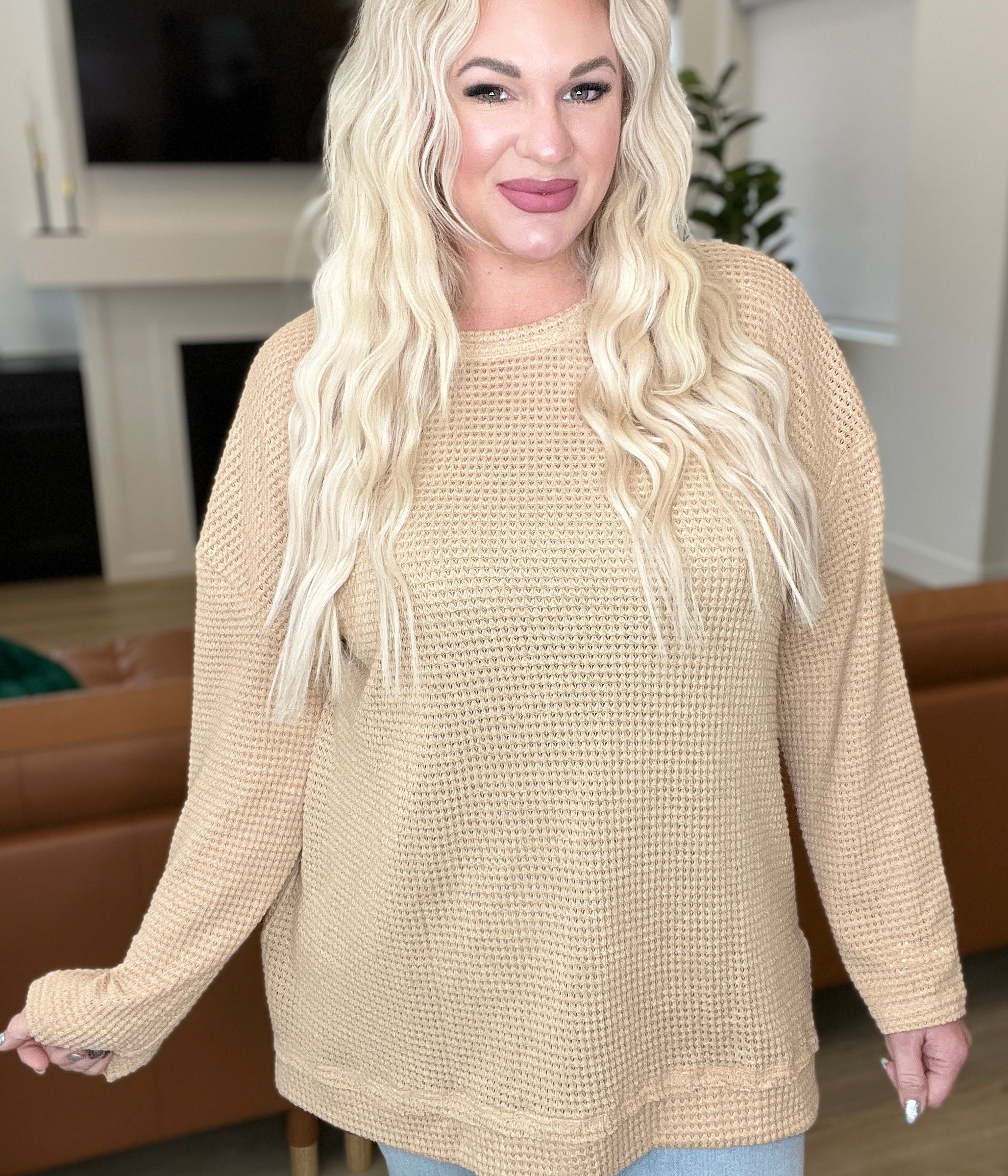 Soft And Sweet Waffle Knit Pullover Tops Ave Shops- Tilden Co.