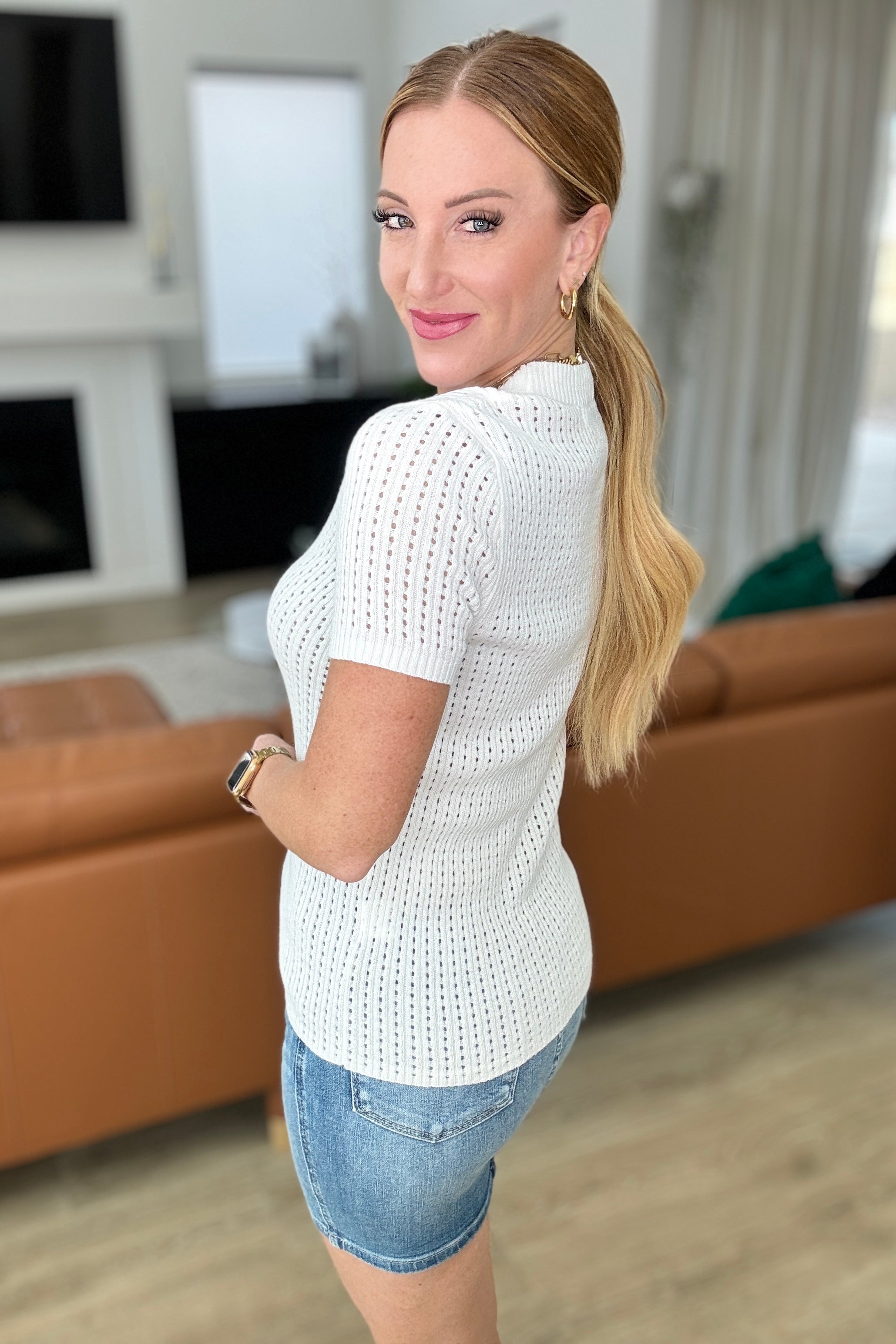 Falling Slowly Loose Knit Tee Tops Ave Shops- Tilden Co.