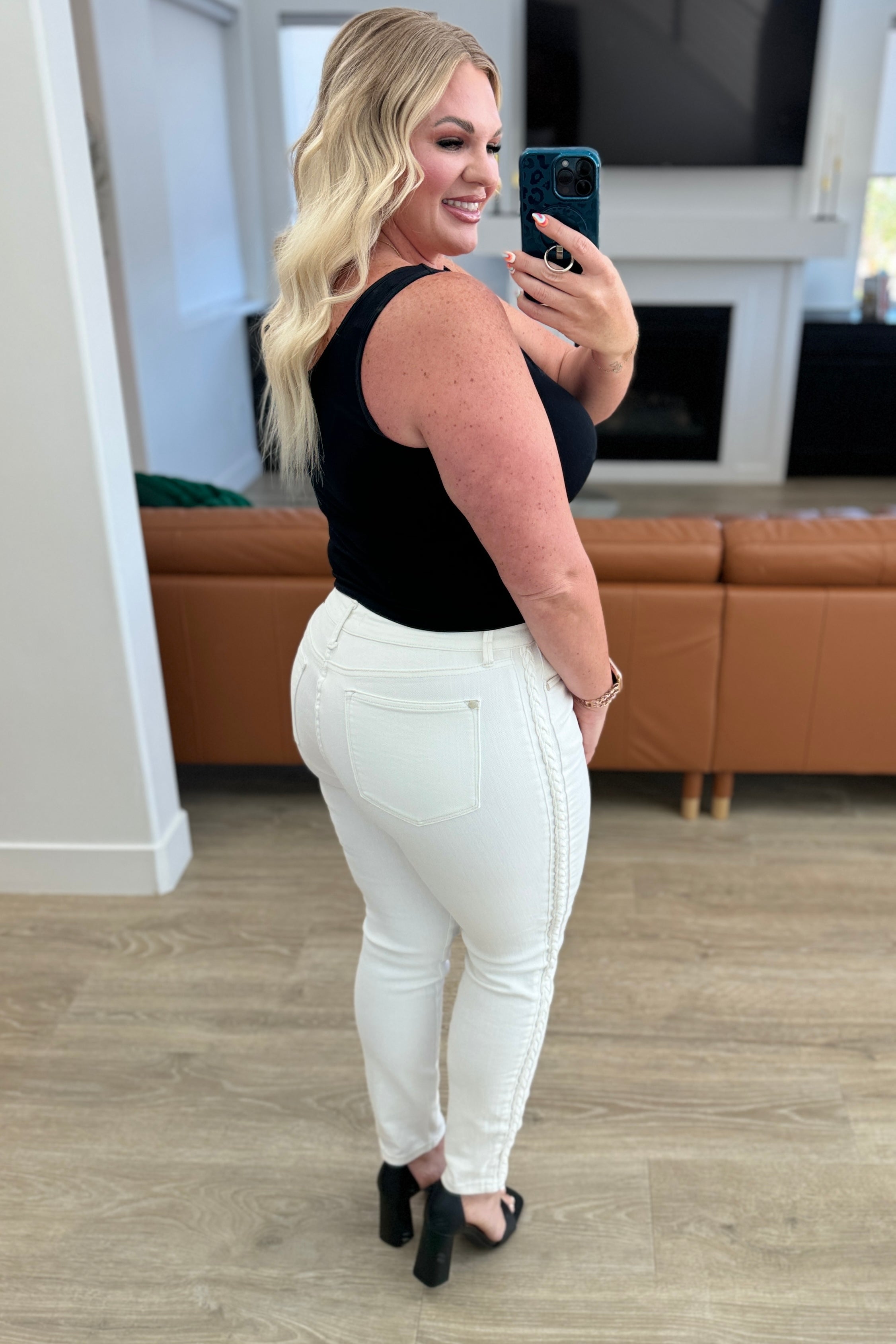 Maddie Mid Rise Braided Side Seam Relaxed Jeans Denim Ave Shops- Tilden Co.