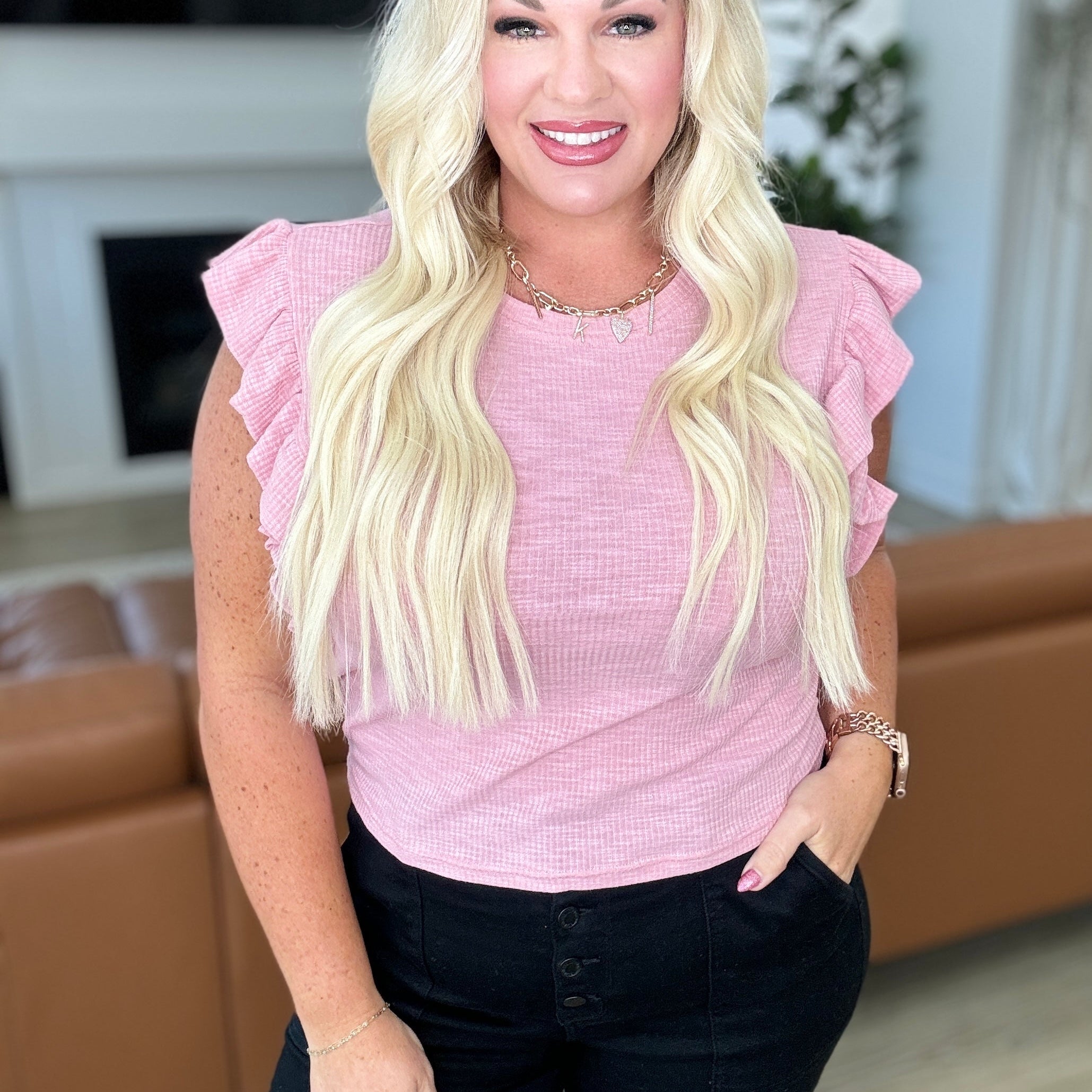 Especially Sweet Ruffle Sleeve Top Tops Ave Shops- Tilden Co.