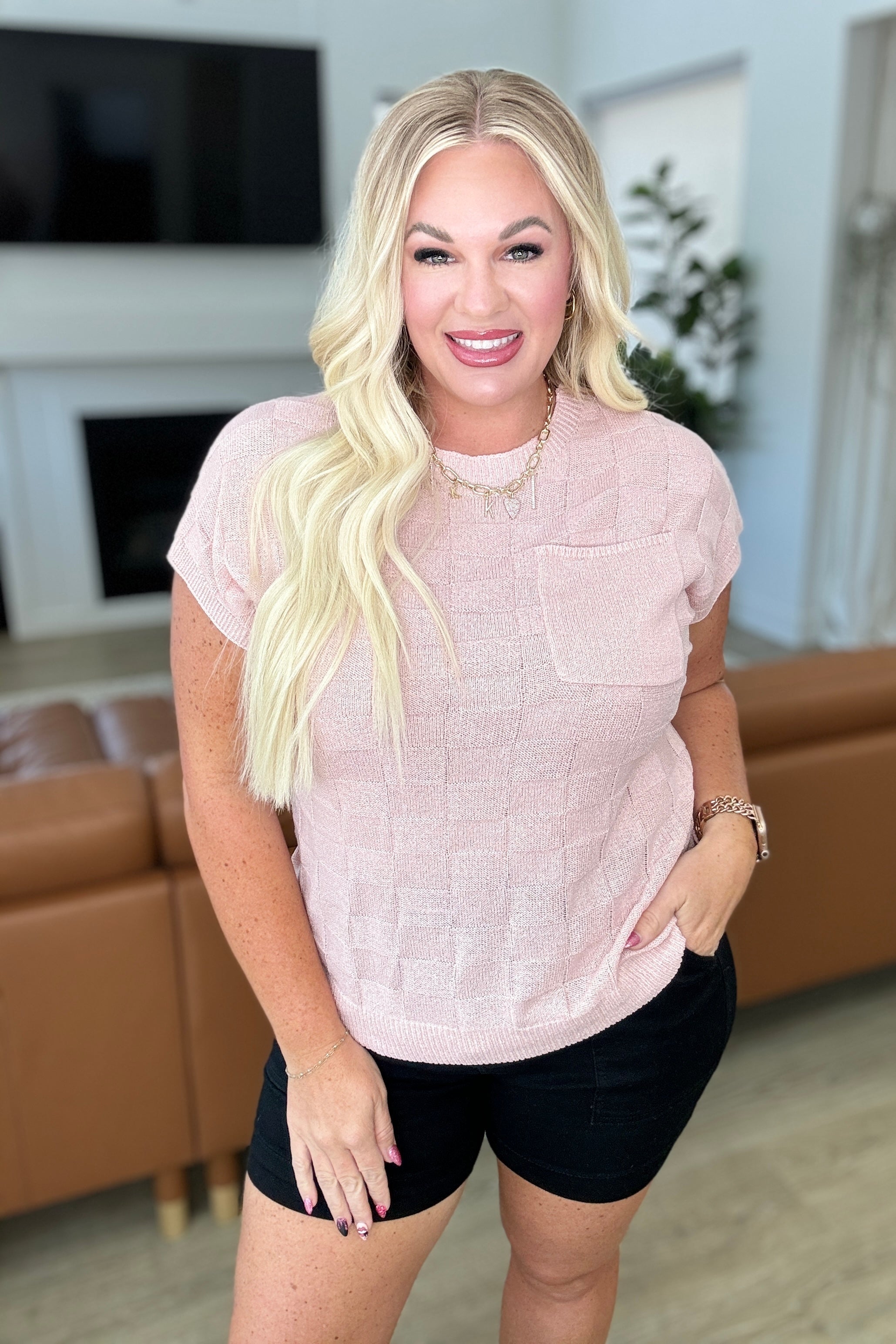 Checkmate Cap Sleeve Sweater Tops Ave Shops- Tilden Co.