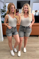 Greyson High Rise Button Fly Cuffed Shorts in Grey Denim Ave Shops- Tilden Co.