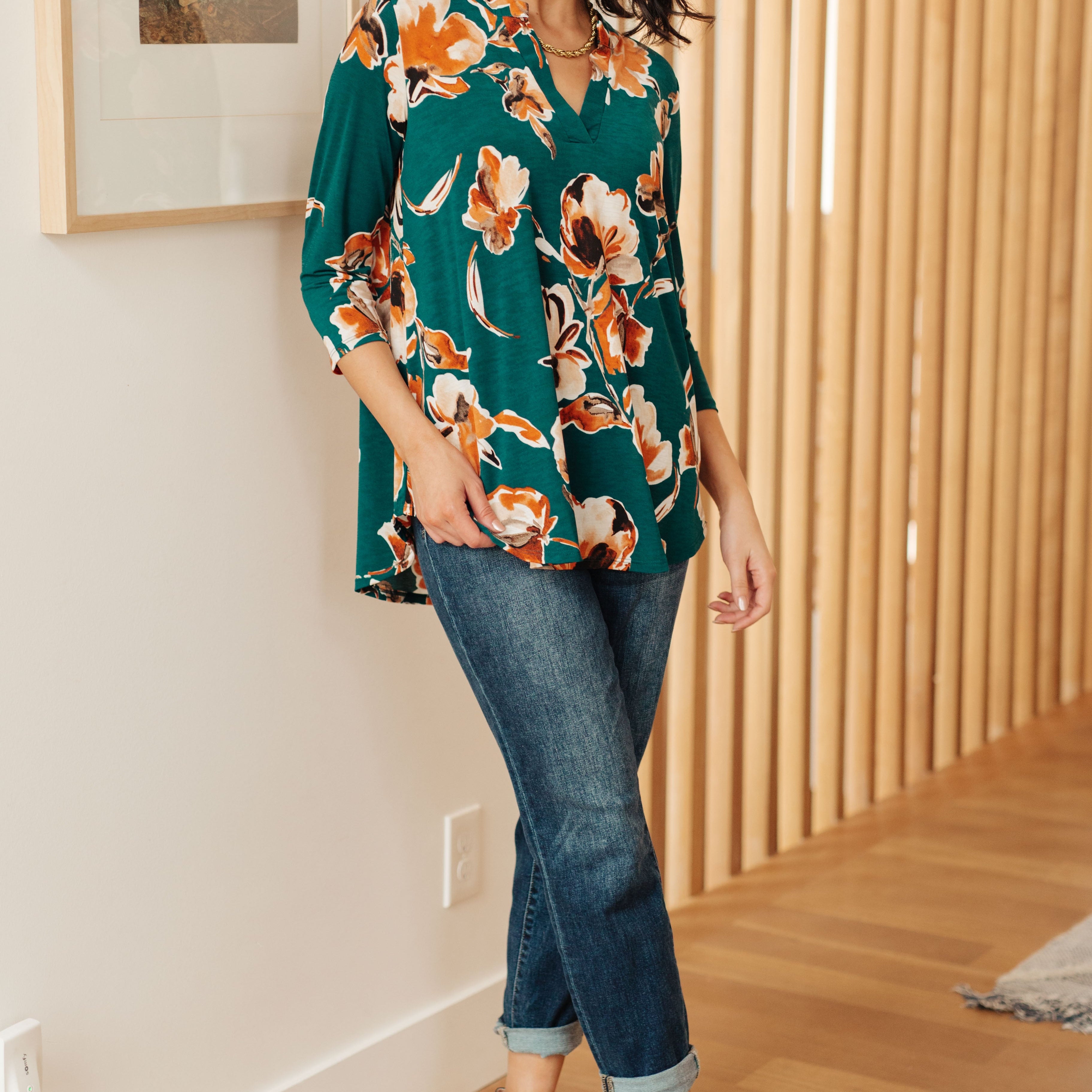 I Think Different Top in Teal Floral Tops Ave Shops- Tilden Co.