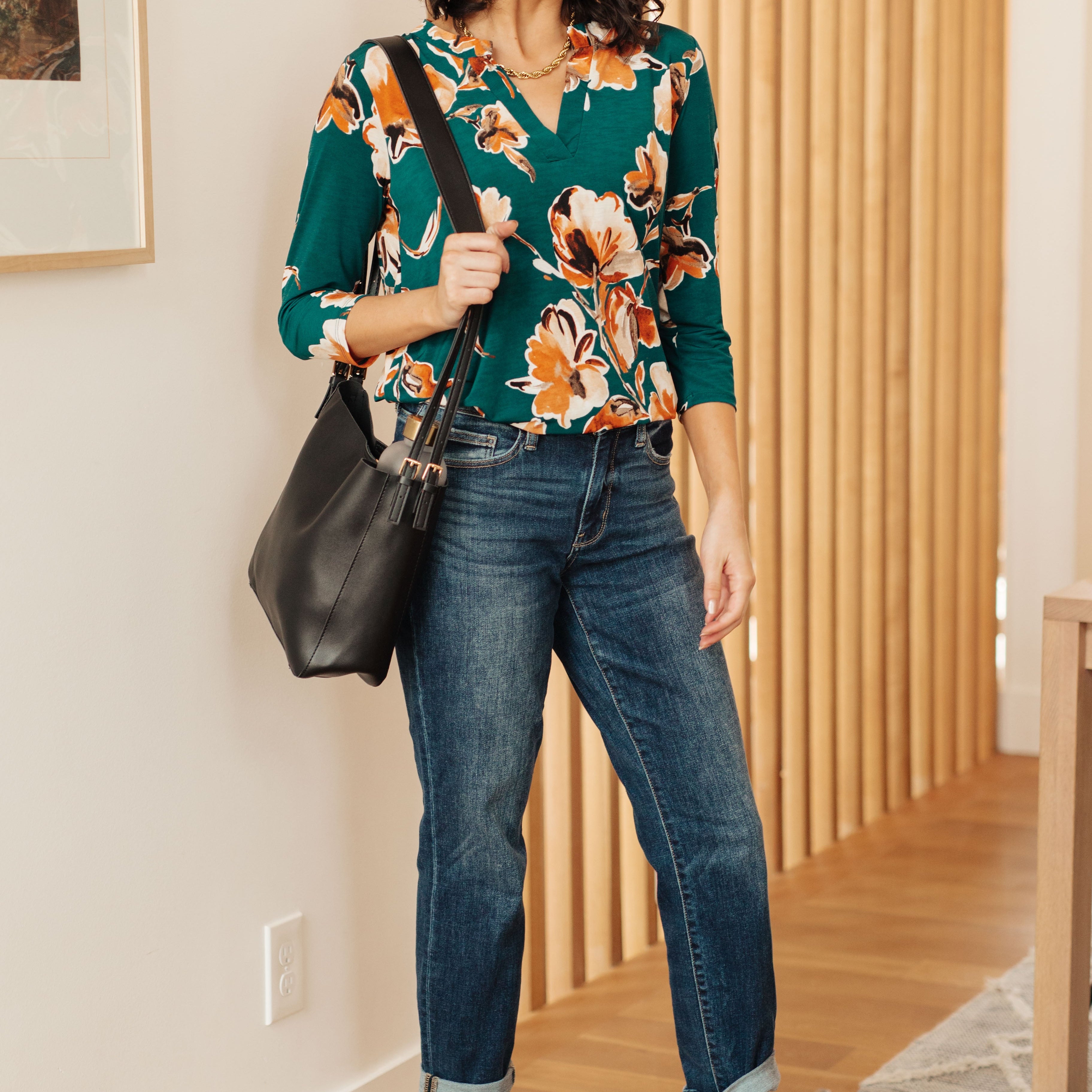 I Think Different Top in Teal Floral Tops Ave Shops- Tilden Co.