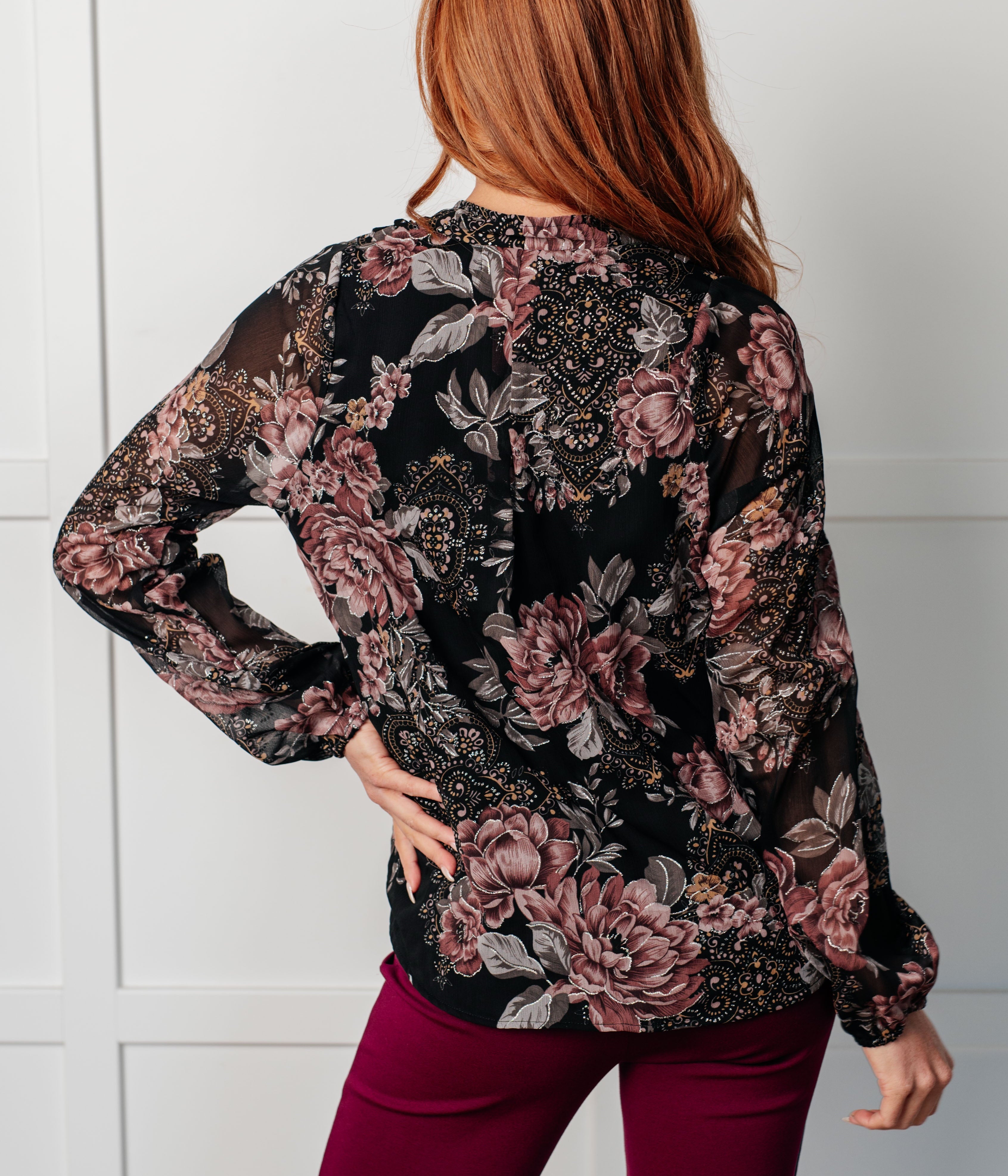 I Wish We Had it All Surplice Floral Blouse Blouses Ave Shops- Tilden Co.