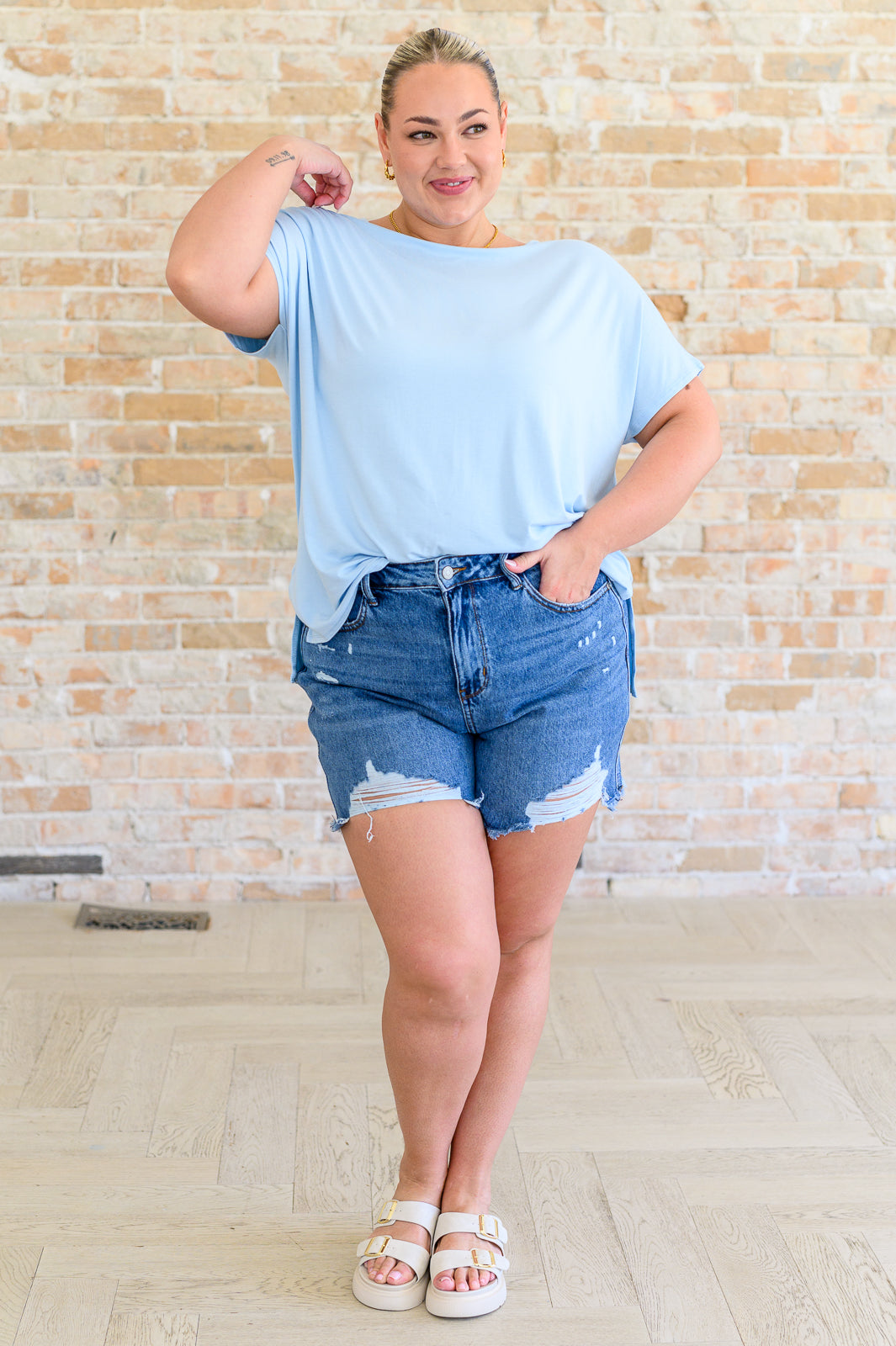 I'll Fly Away Round Neck Relaxed Top Tops Ave Shops- Tilden Co.