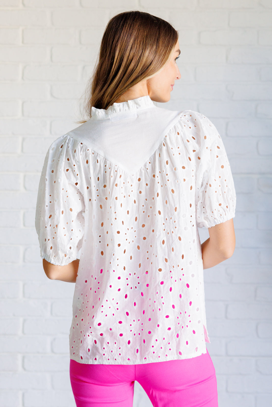 I'll Let You Know Eyelet Lace Blouse Blouses Ave Shops- Tilden Co.