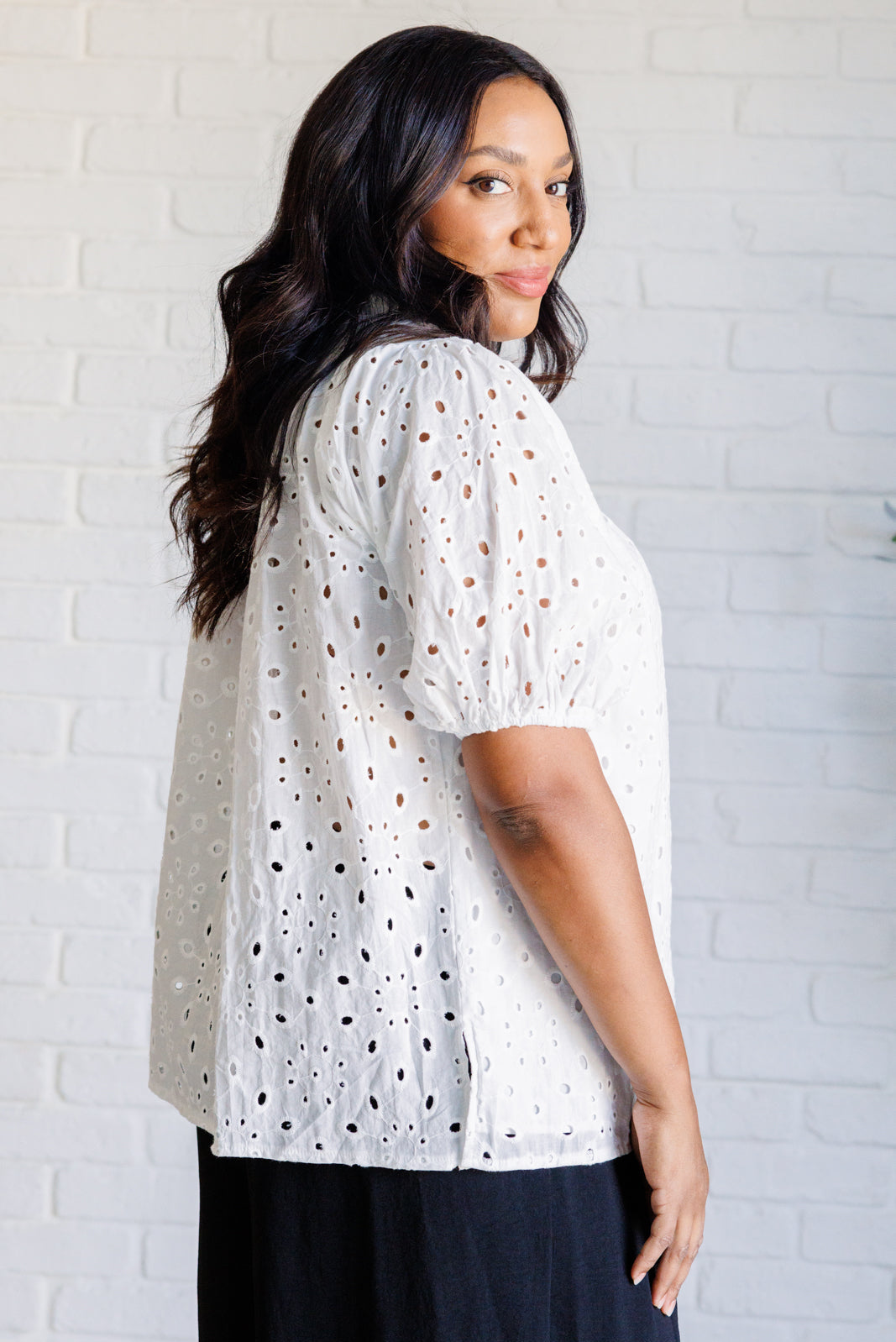 I'll Let You Know Eyelet Lace Blouse Blouses Ave Shops- Tilden Co.