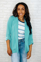 I'm Really That Gal Open Front Blazer in Aqua Womens Ave Shops- Tilden Co.