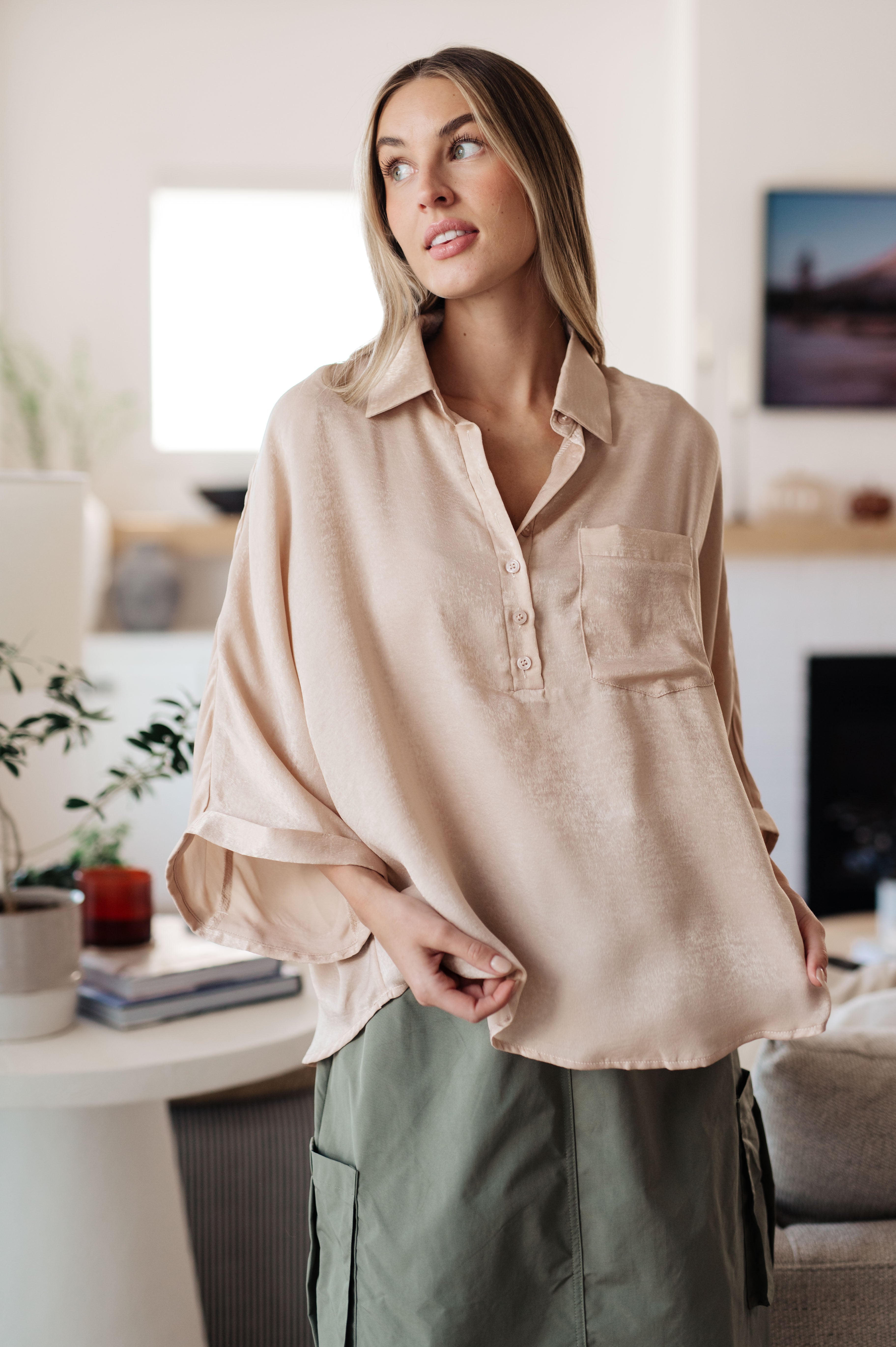 In Your Thoughts Oversized Dolman Sleeve Top in Champagne Tops Ave Shops- Tilden Co.