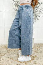 In or Out Wide Leg Cropped Pants Blue Grey Womens Ave Shops- Tilden Co.