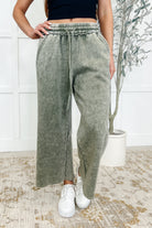 In or Out Wide Leg Cropped Pants Lt Olive Womens Ave Shops- Tilden Co.