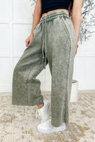 In or Out Wide Leg Cropped Pants Lt Olive Womens Ave Shops- Tilden Co.