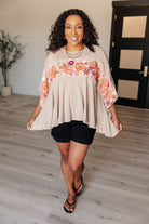 Isabel Embroidered Tunic in Mocha Tops Ave Shops- Tilden Co.