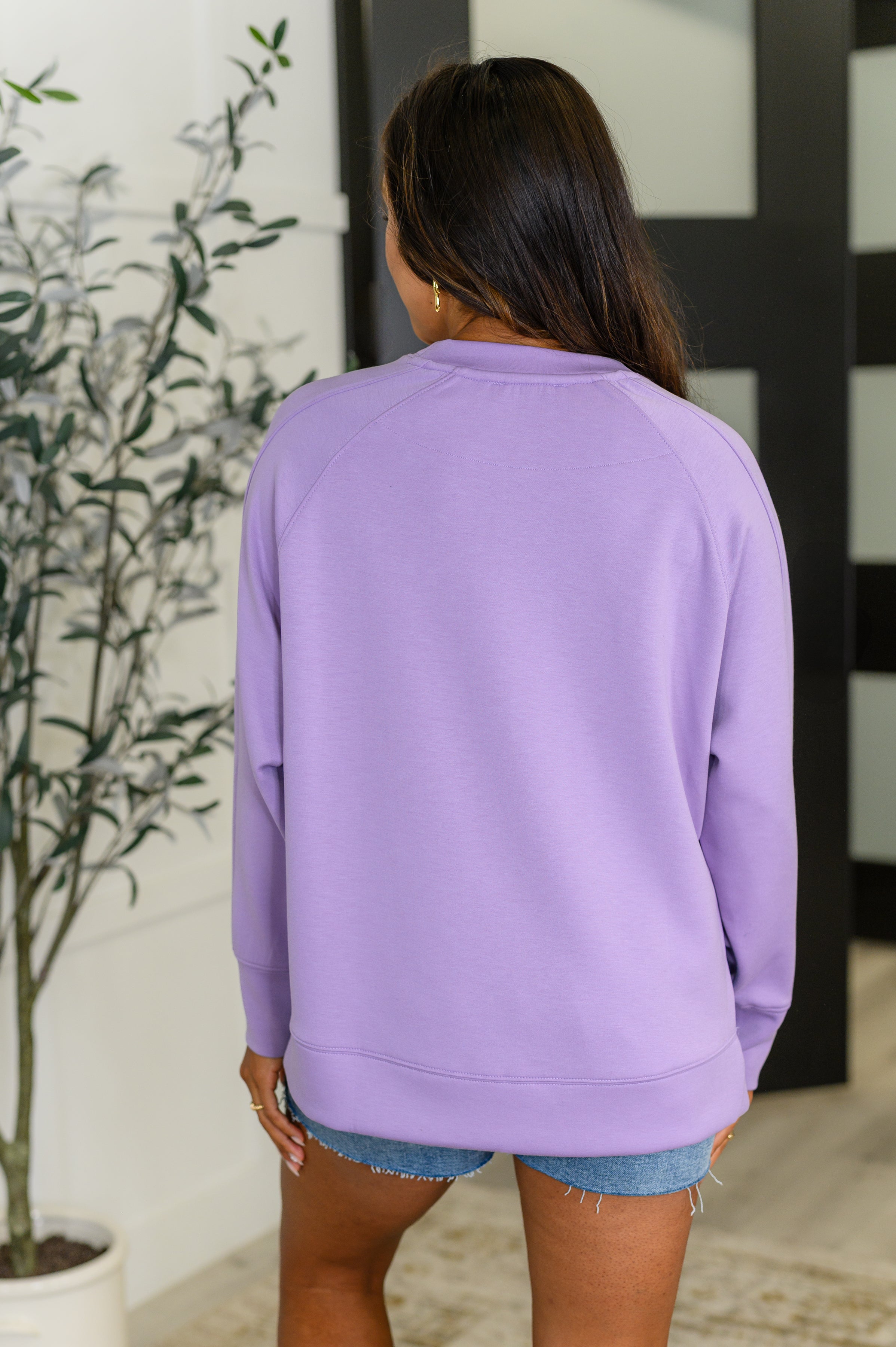 It's The Little Things Relaxed Scuba Pullover in Lavender Womens Ave Shops- Tilden Co.