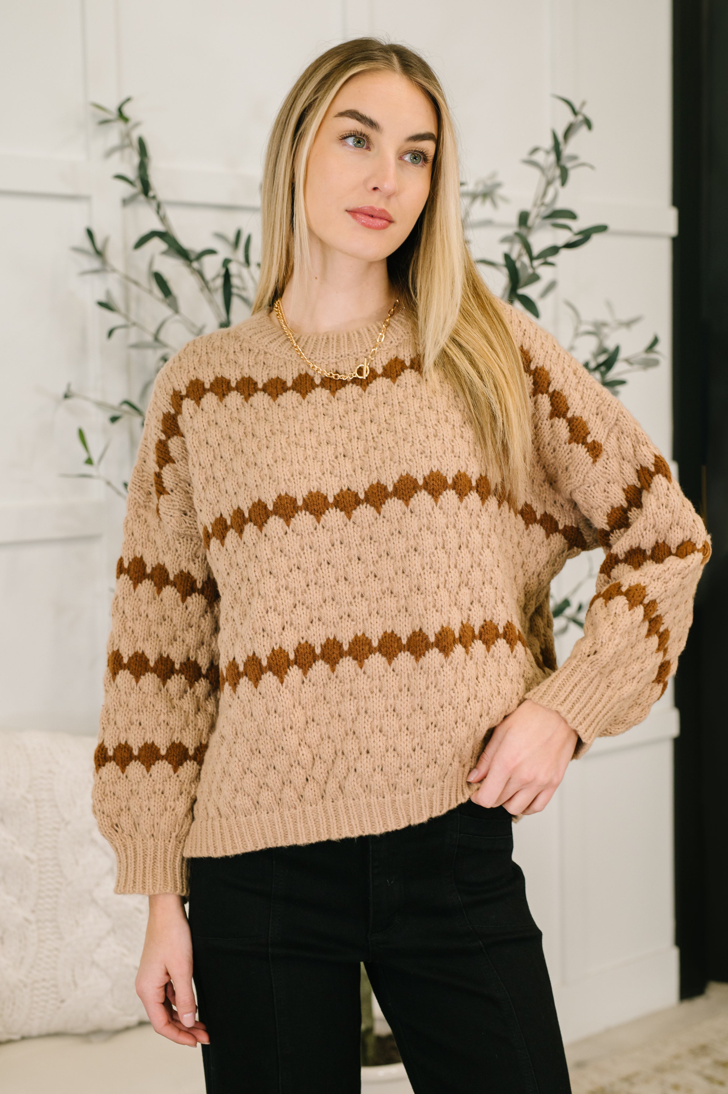 Ivy Lane Textured Sweater in Taupe Womens Ave Shops- Tilden Co.