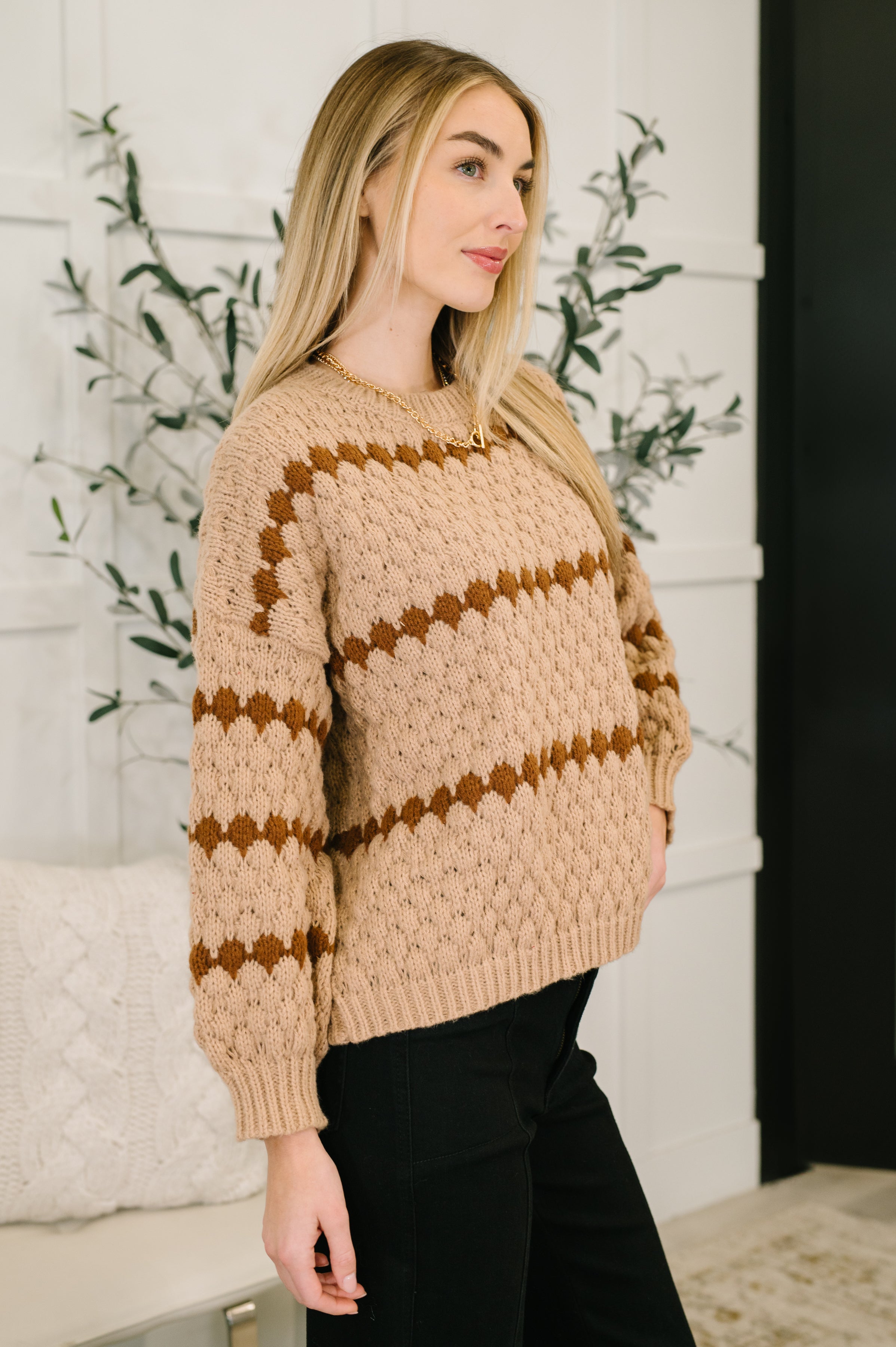 Ivy Lane Textured Sweater in Taupe Womens Ave Shops- Tilden Co.