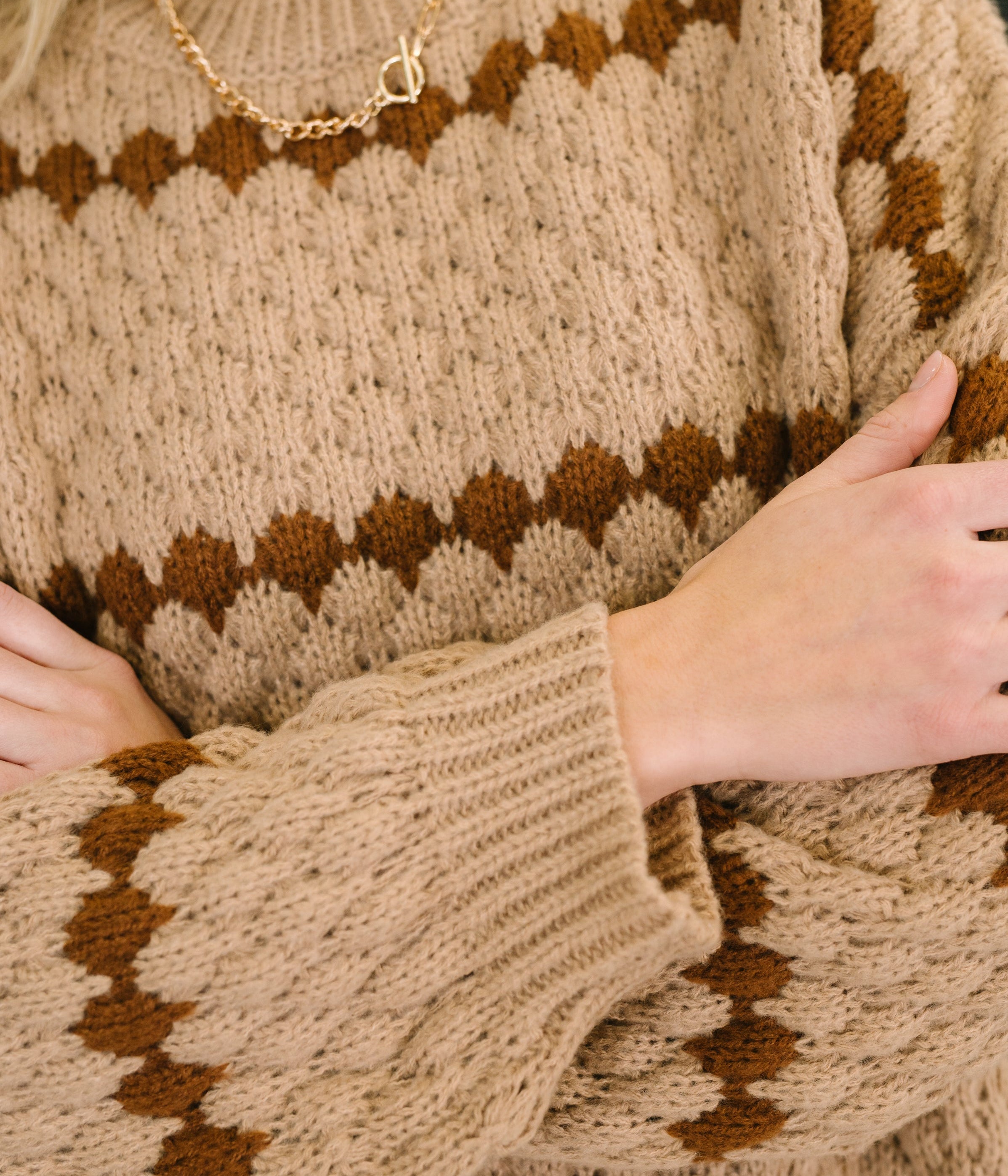 Ivy Lane Textured Sweater in Taupe Womens Ave Shops- Tilden Co.