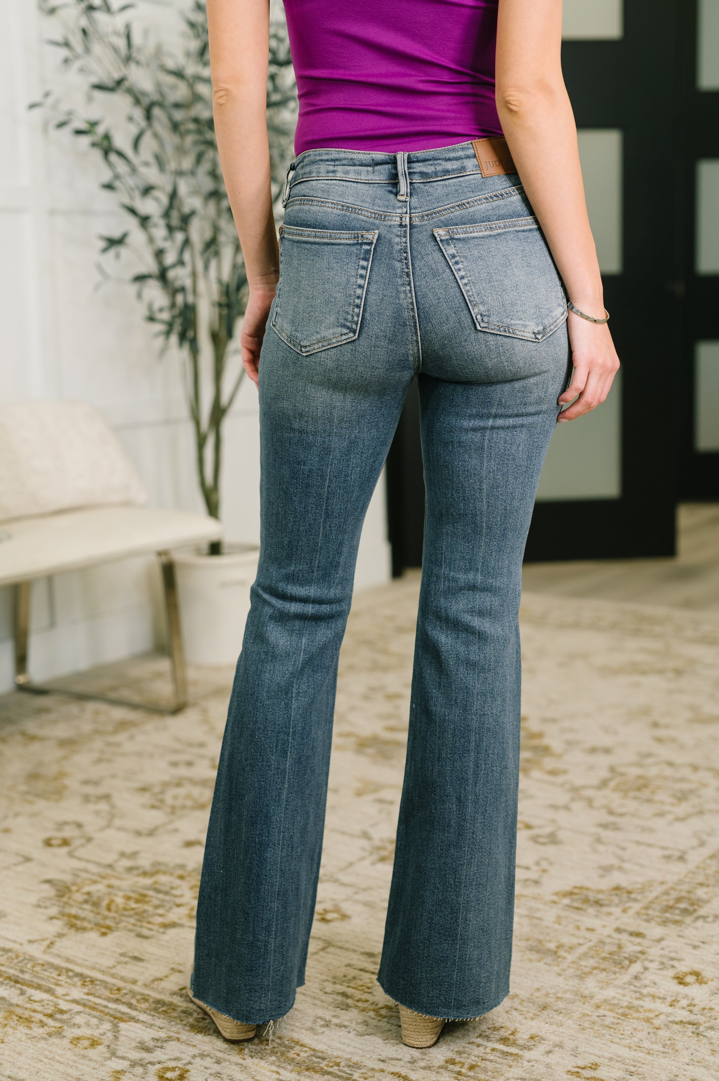 Jackie Mid Rise Flare Jean with Front Flap Pockets Womens Ave Shops- Tilden Co.