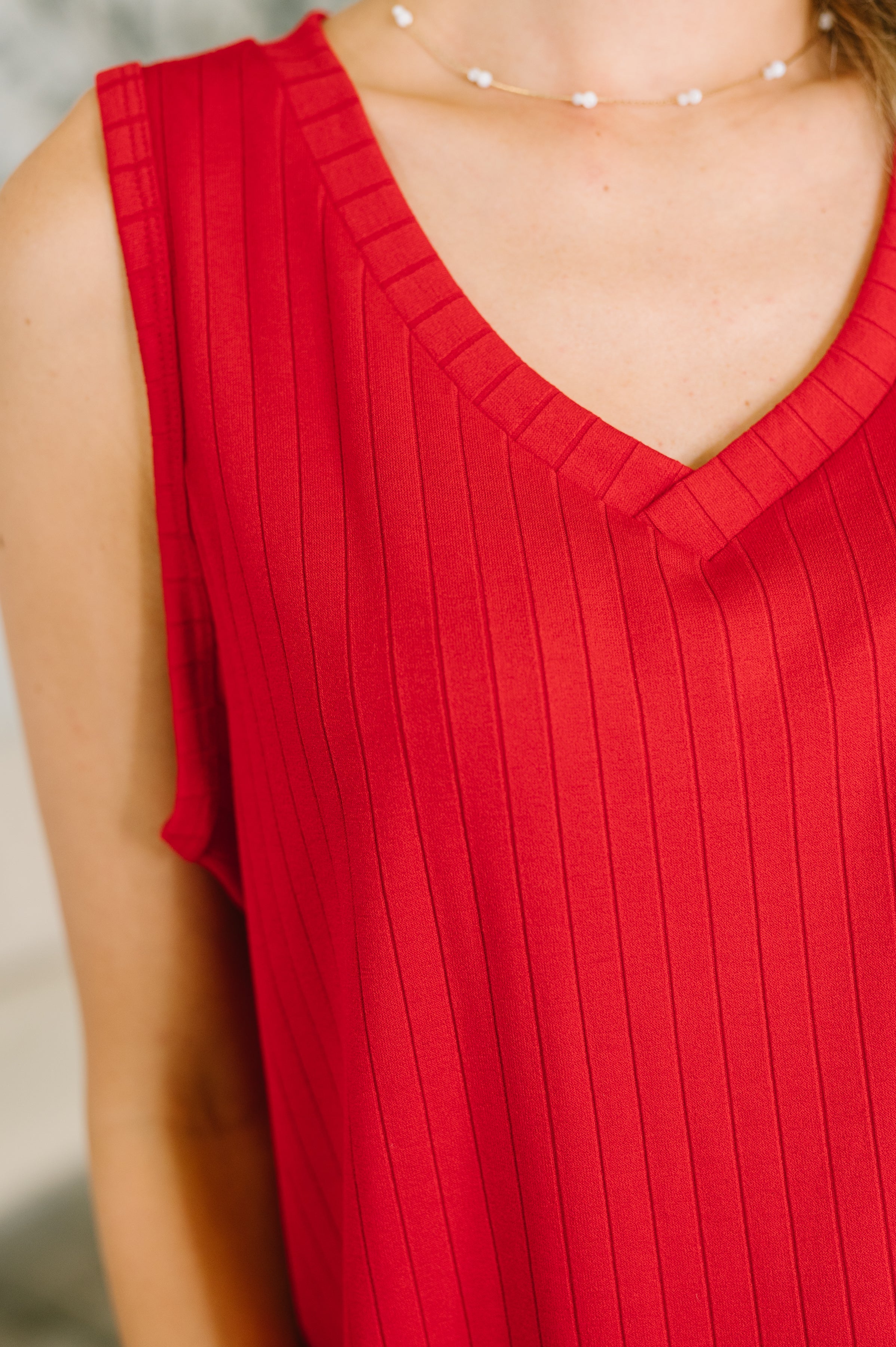 Just Give In Ribbed Knit Tank in Red Womens Ave Shops- Tilden Co.