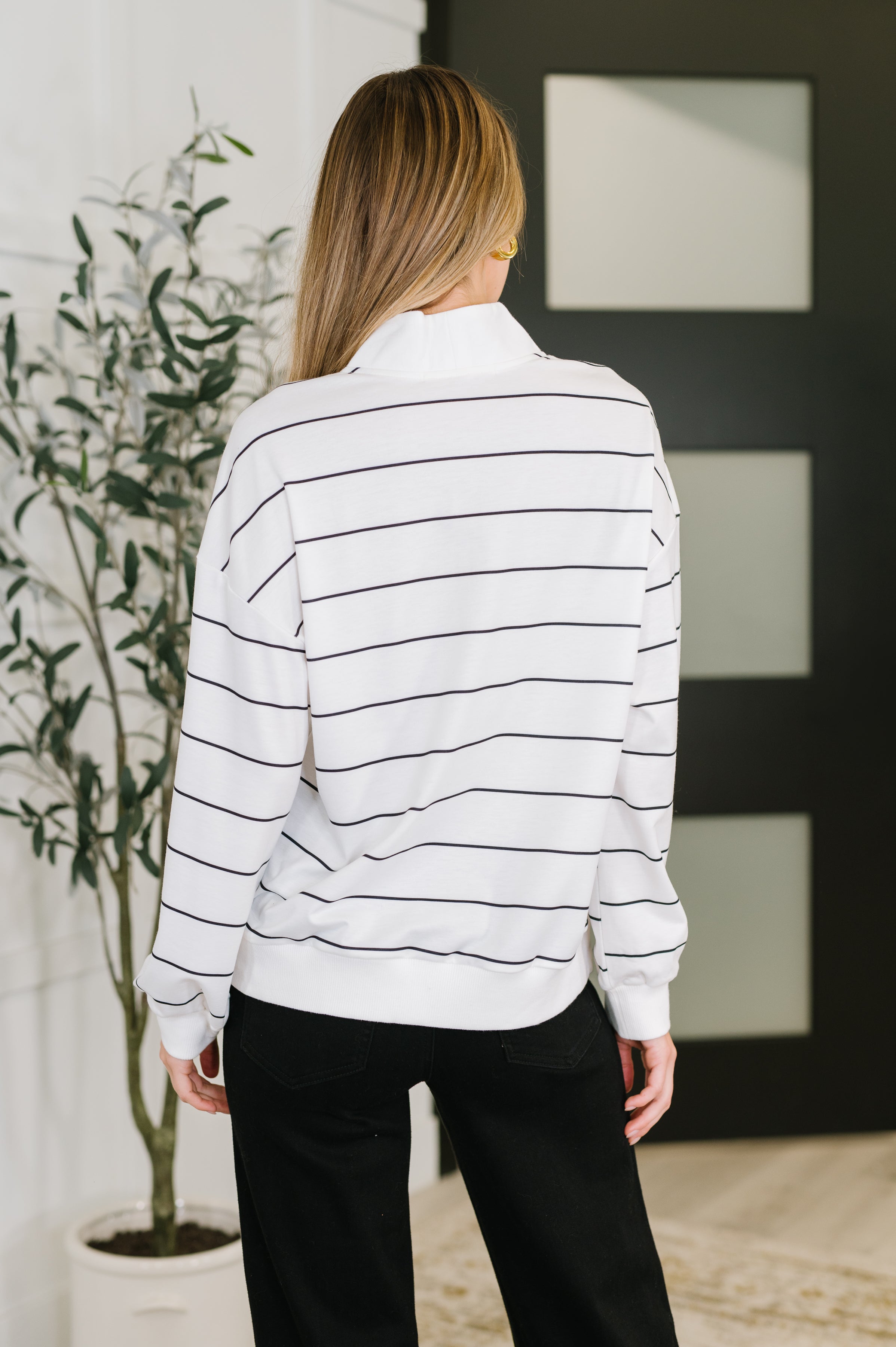 Just My Stripe Zipper Top Womens Ave Shops- Tilden Co.