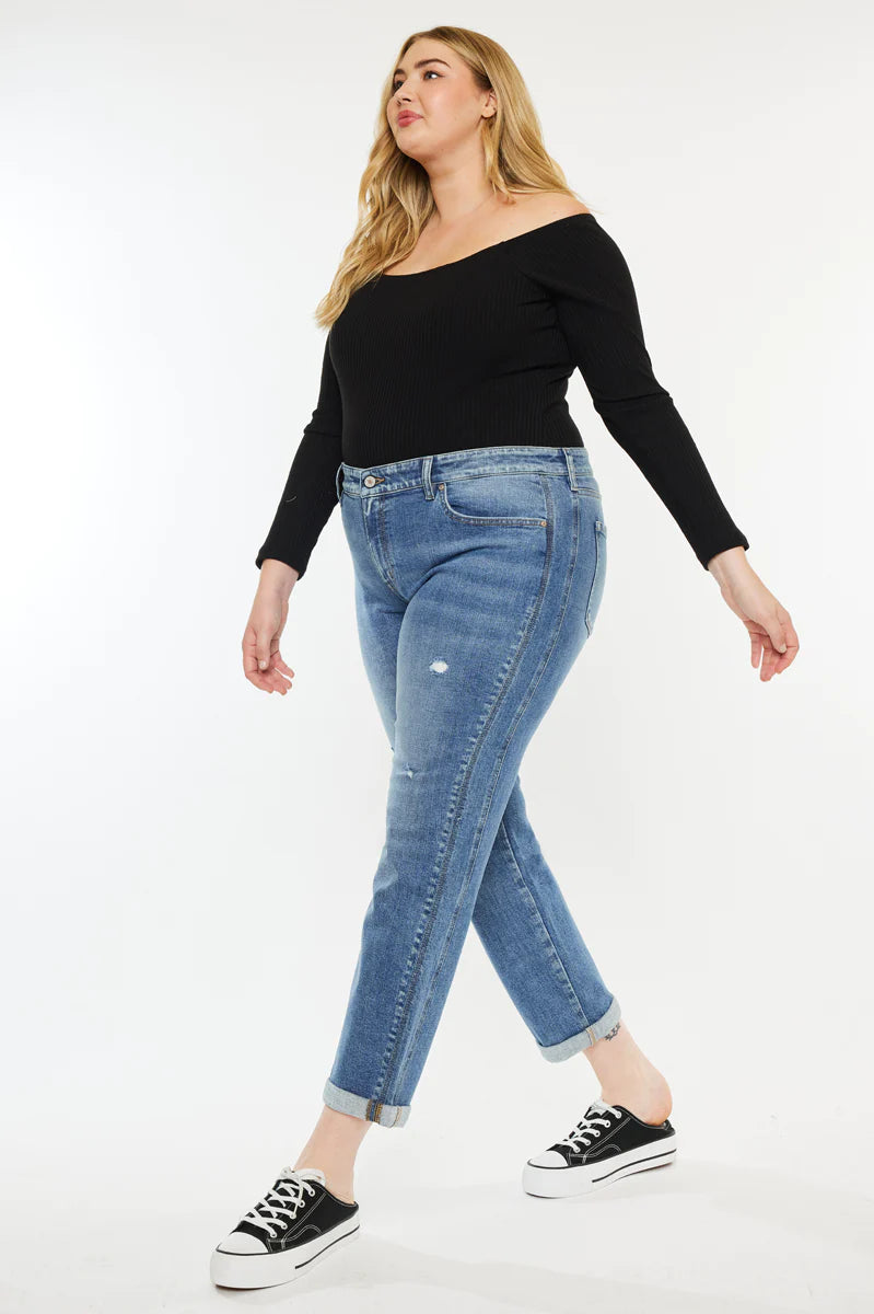 Yvonne Mid Rise Slip Boyfriend Jeans (Plus Size)    Jeans Kancan- Tilden Co.