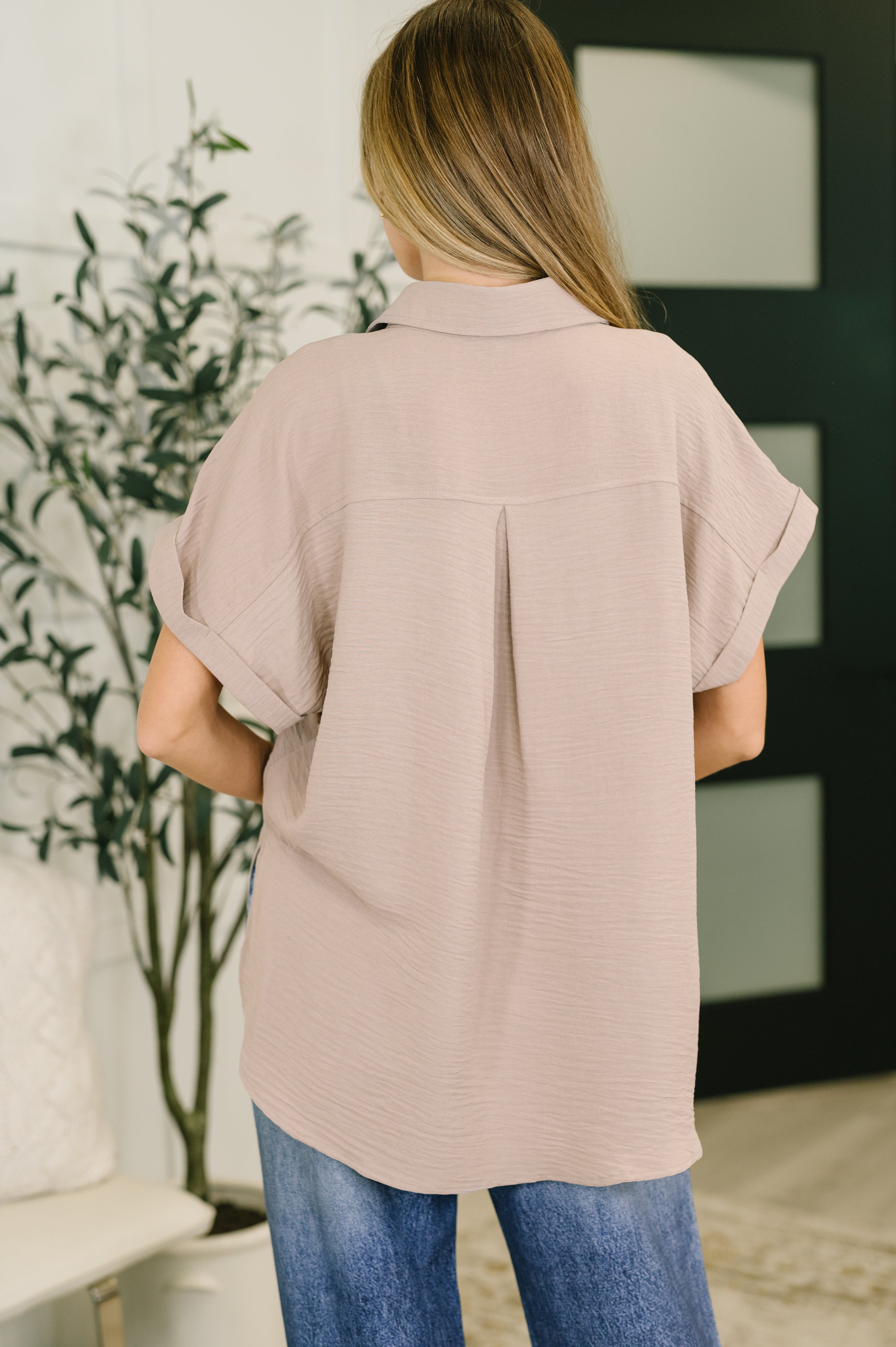 Keep Up Collared Button Down in Ash Mocha Womens Ave Shops- Tilden Co.