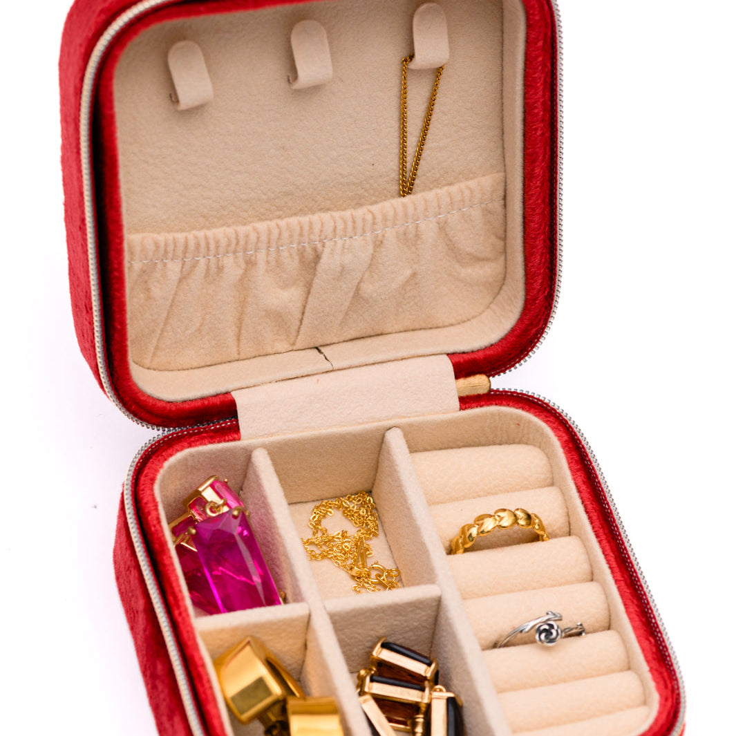 Kept and Carried Velvet Jewelry Box in Red Accessories Ave Shops- Tilden Co.