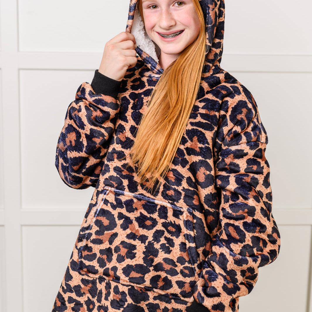 Kids Oversized Hoodie Blanket in Leopard Layers Ave Shops- Tilden Co.