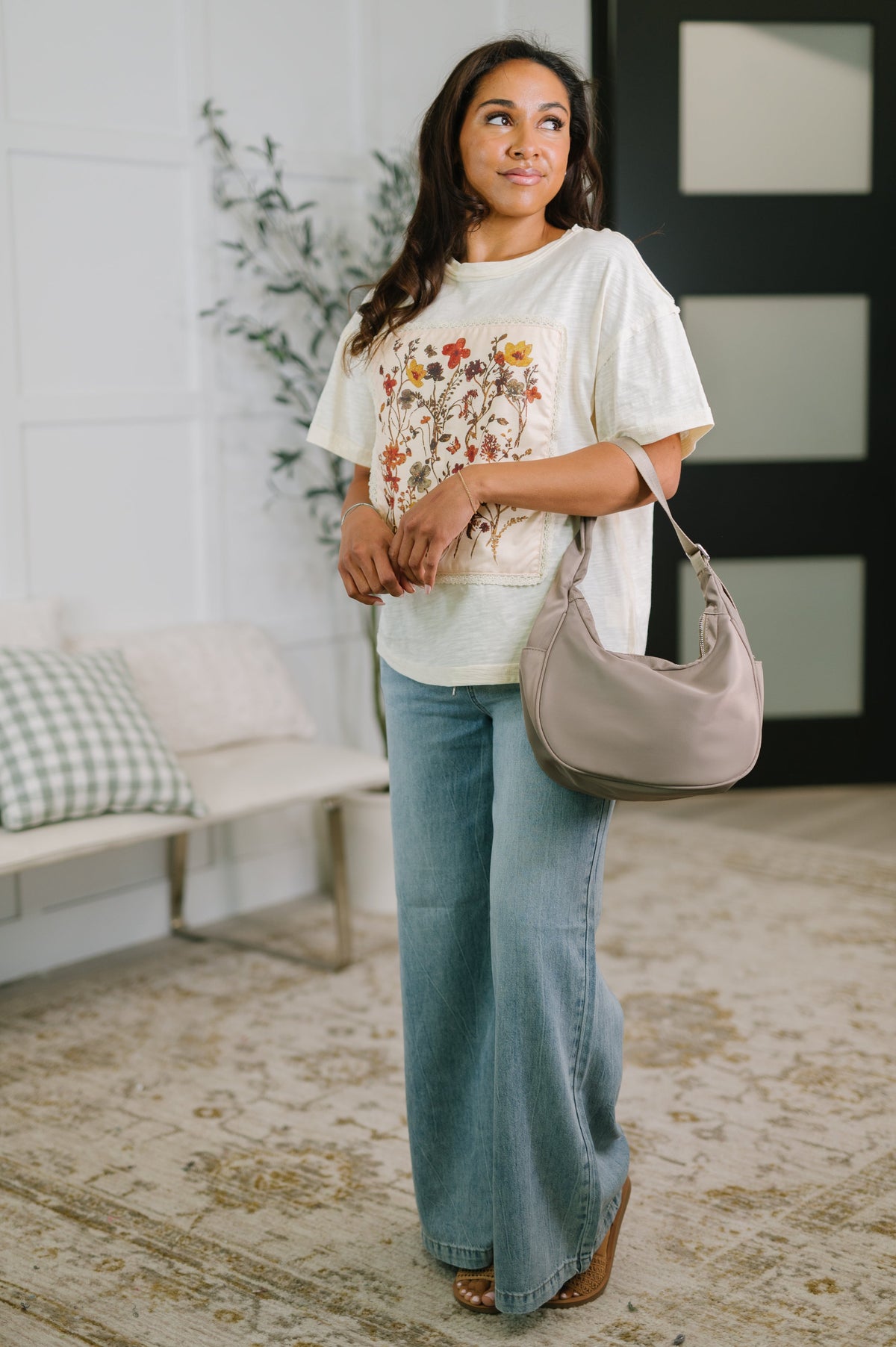 Knee Deep in Flowers We Applique Top Womens Ave Shops- Tilden Co.