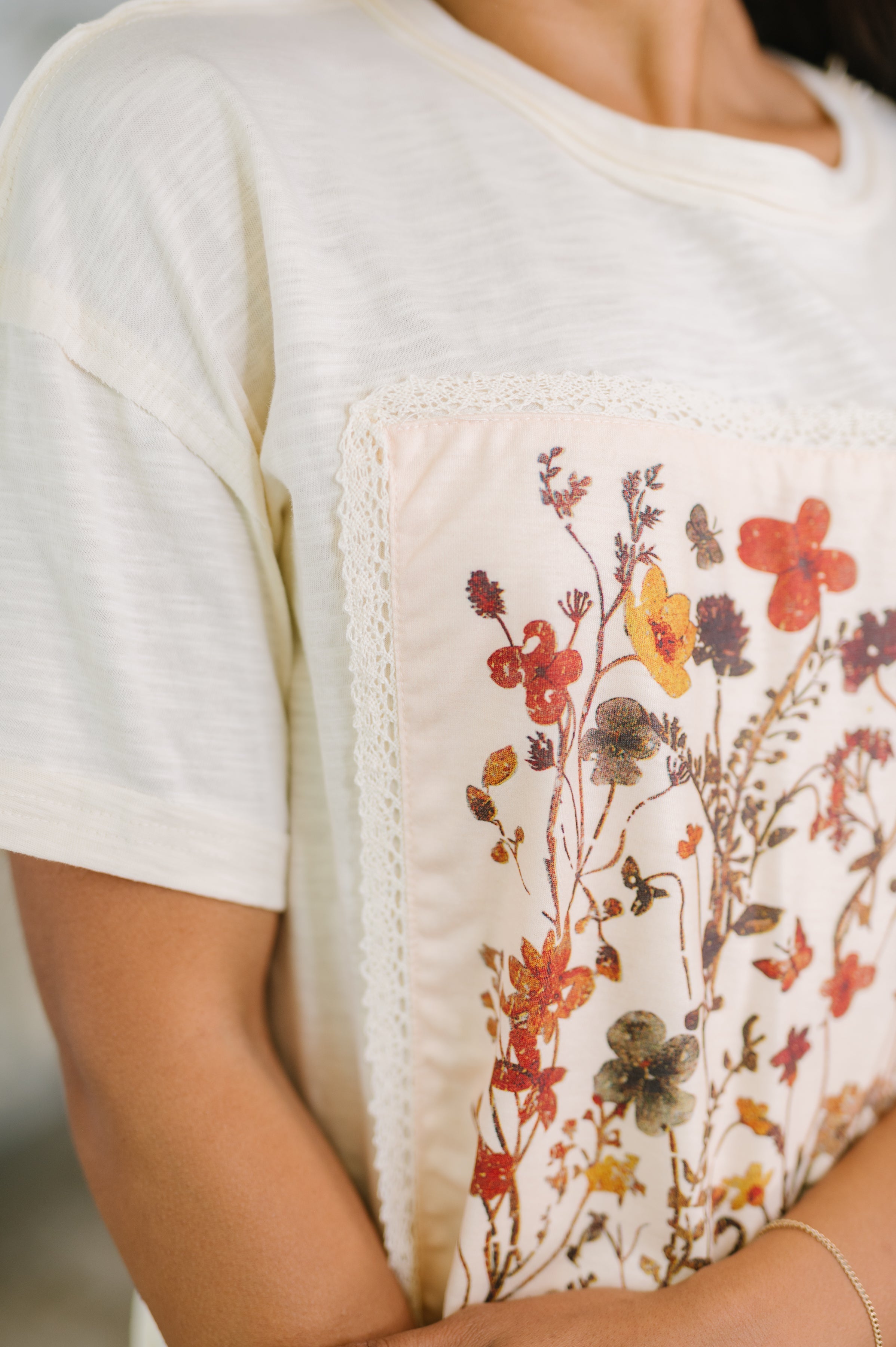 Knee Deep in Flowers We Applique Top Womens Ave Shops- Tilden Co.