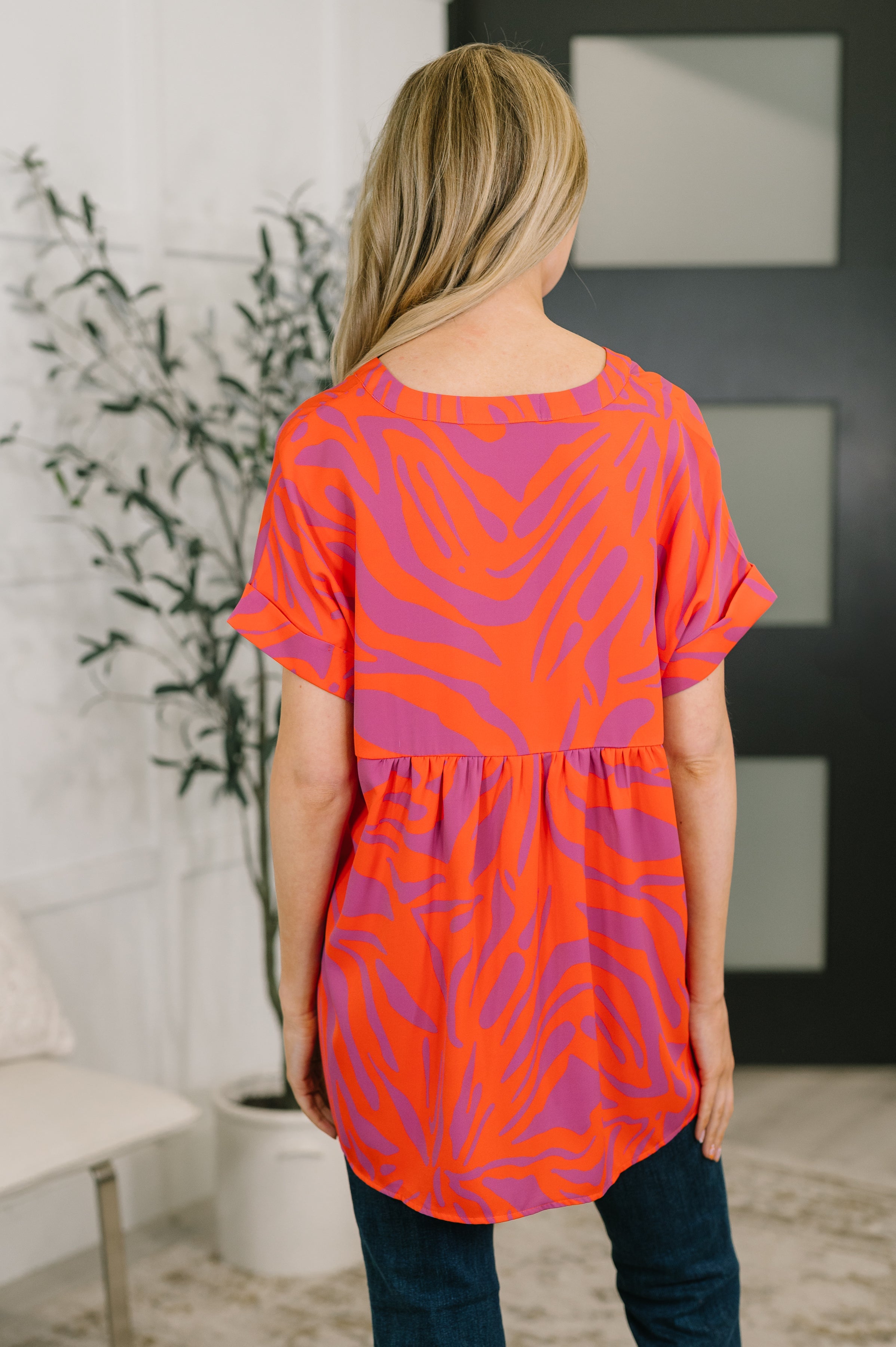 Know Me At All Abstract Split Neck Blouse Blouse Ave Shops- Tilden Co.