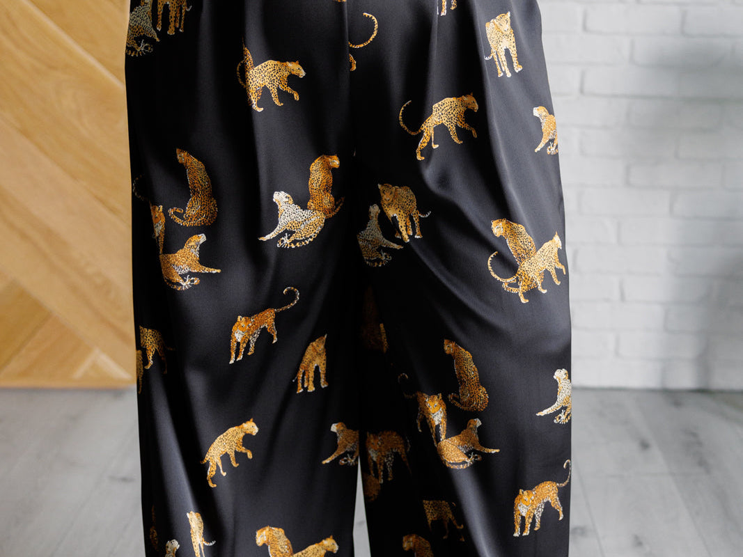 Legendary in Leopard Satin Wide Leg Pants Bottoms Ave Shops- Tilden Co.