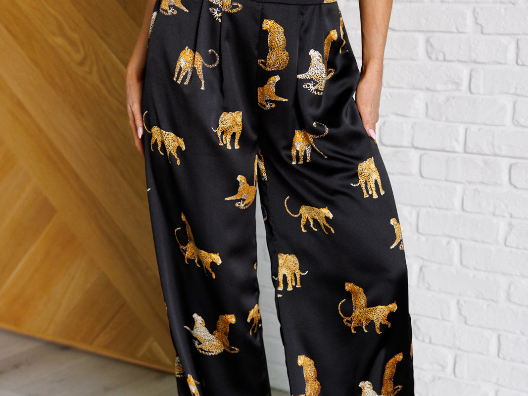 Legendary in Leopard Satin Wide Leg Pants Bottoms Ave Shops- Tilden Co.