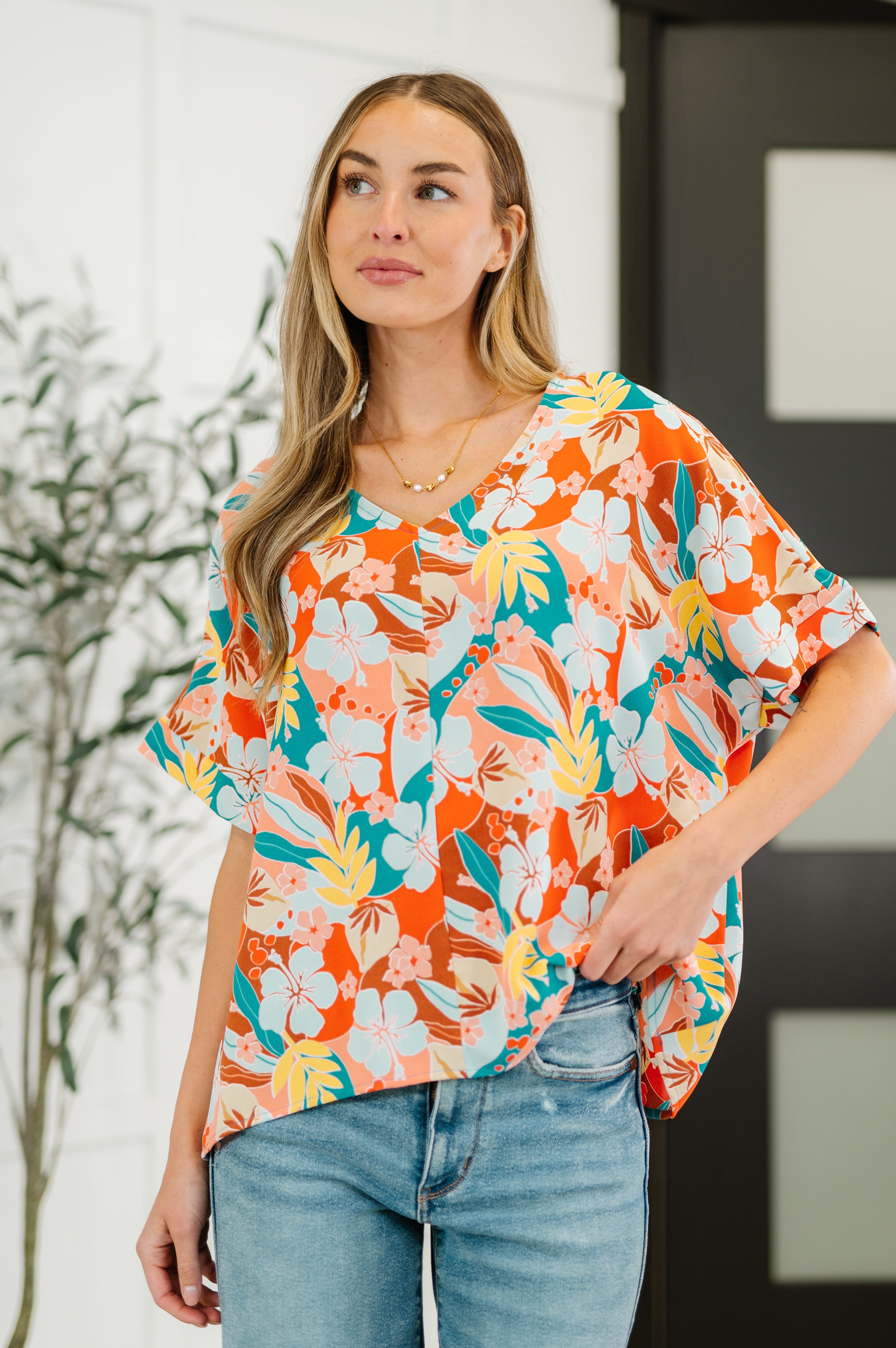Lei Me Down V-Neck Top Womens Ave Shops- Tilden Co.