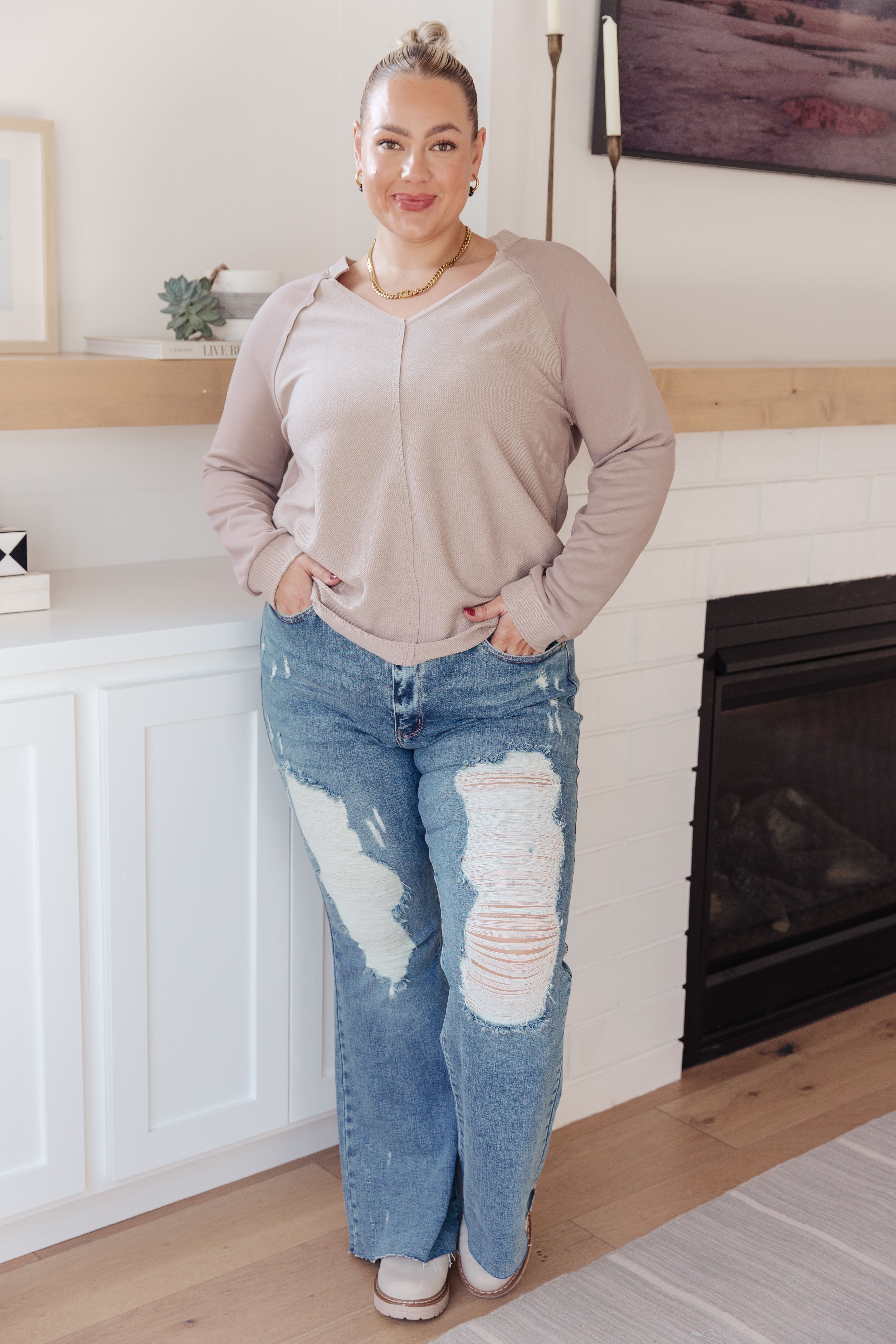 Less Conversation V-Neck Top Tops Ave Shops- Tilden Co.