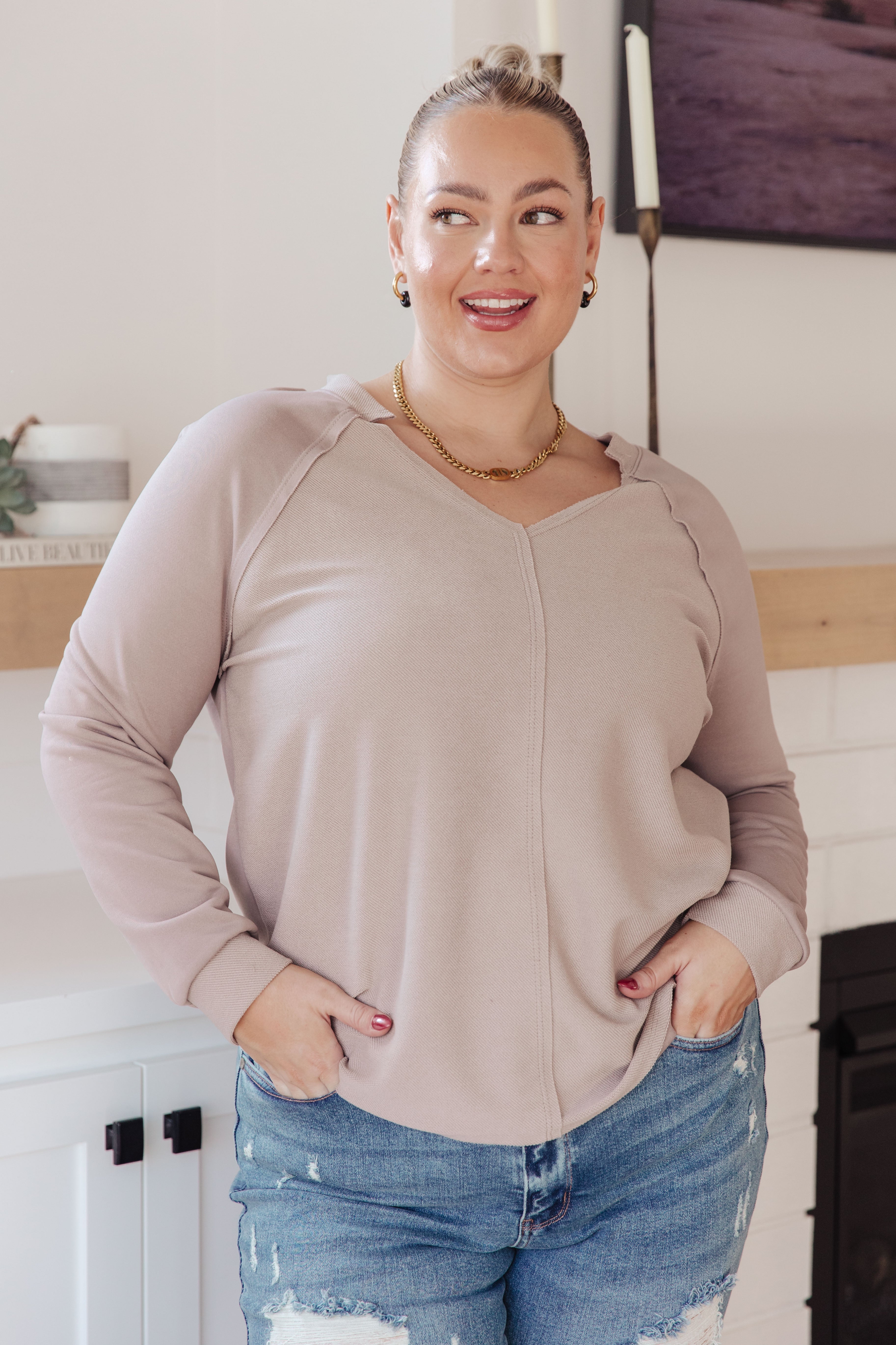 Less Conversation V-Neck Top Tops Ave Shops- Tilden Co.