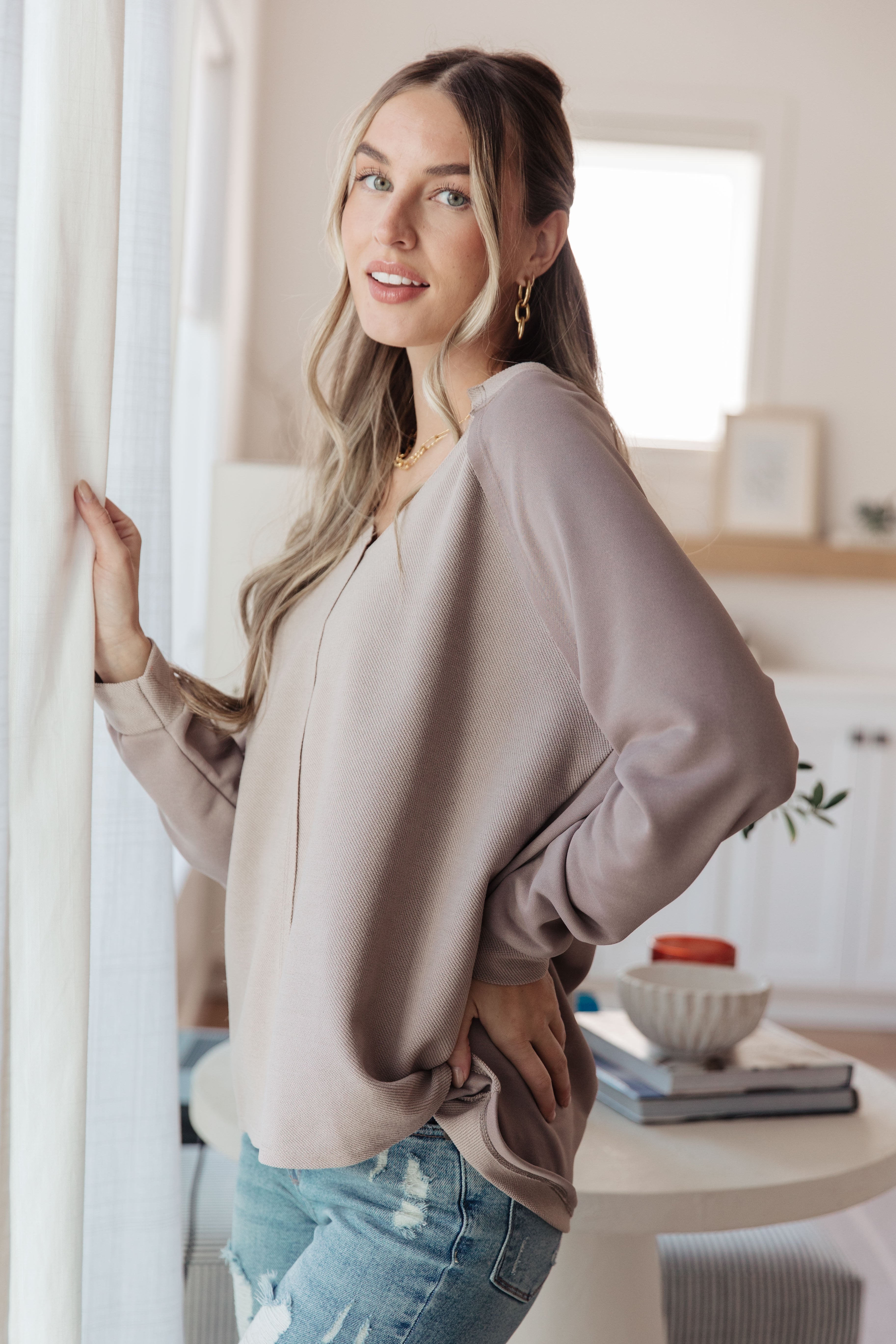 Less Conversation V-Neck Top Sweater Ave Shops- Tilden Co.