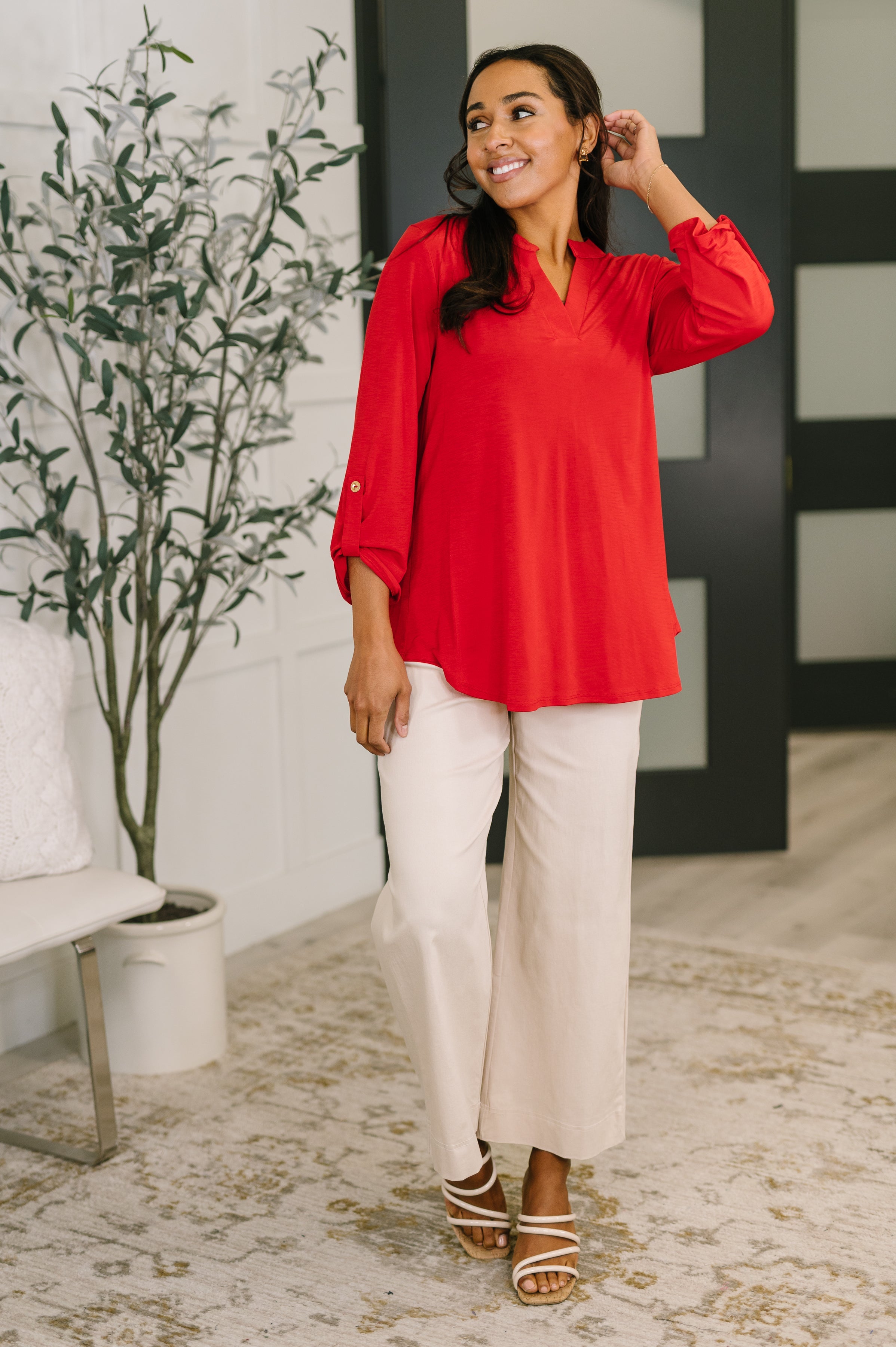 Lizzy Top in Red Blouse Ave Shops- Tilden Co.