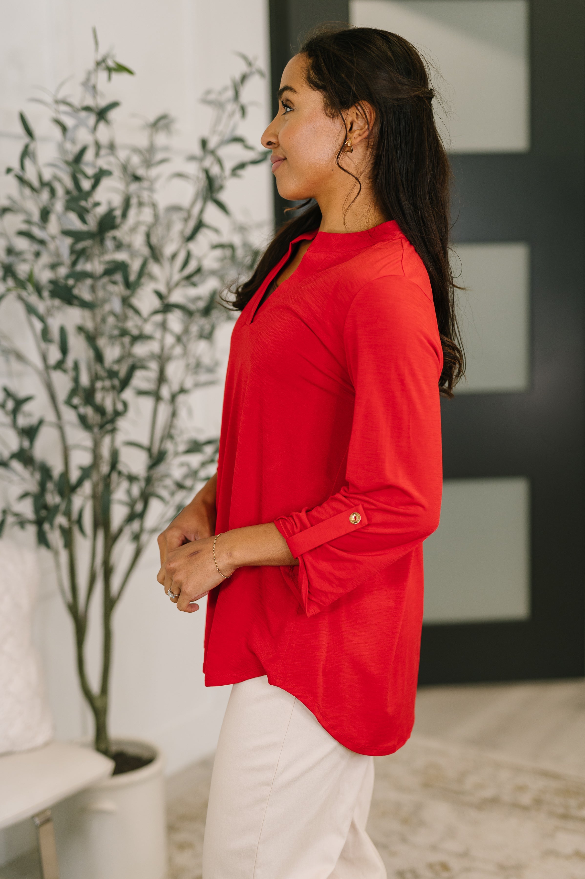 Lizzy Top in Red Blouse Ave Shops- Tilden Co.