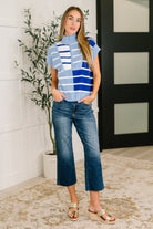 Lonely Traveler Striped Quarter Zip Vest in Blue Womens Ave Shops- Tilden Co.