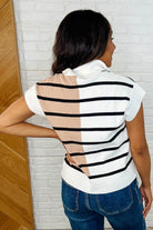 Lonely Traveler Striped Quarter Zip Vest in White Womens Ave Shops- Tilden Co.