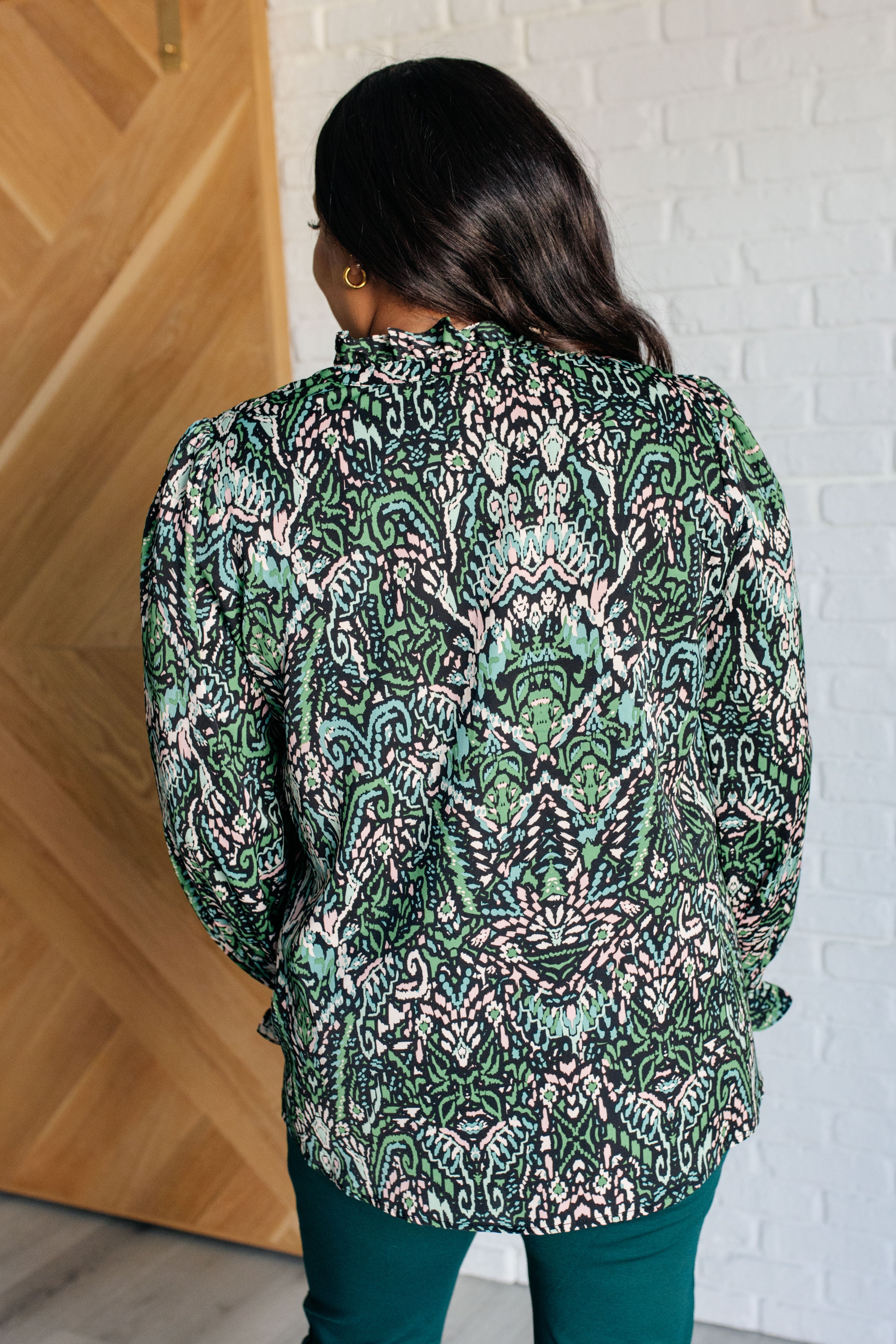 Looking Out Damask Print Blouse Blouses Ave Shops- Tilden Co.