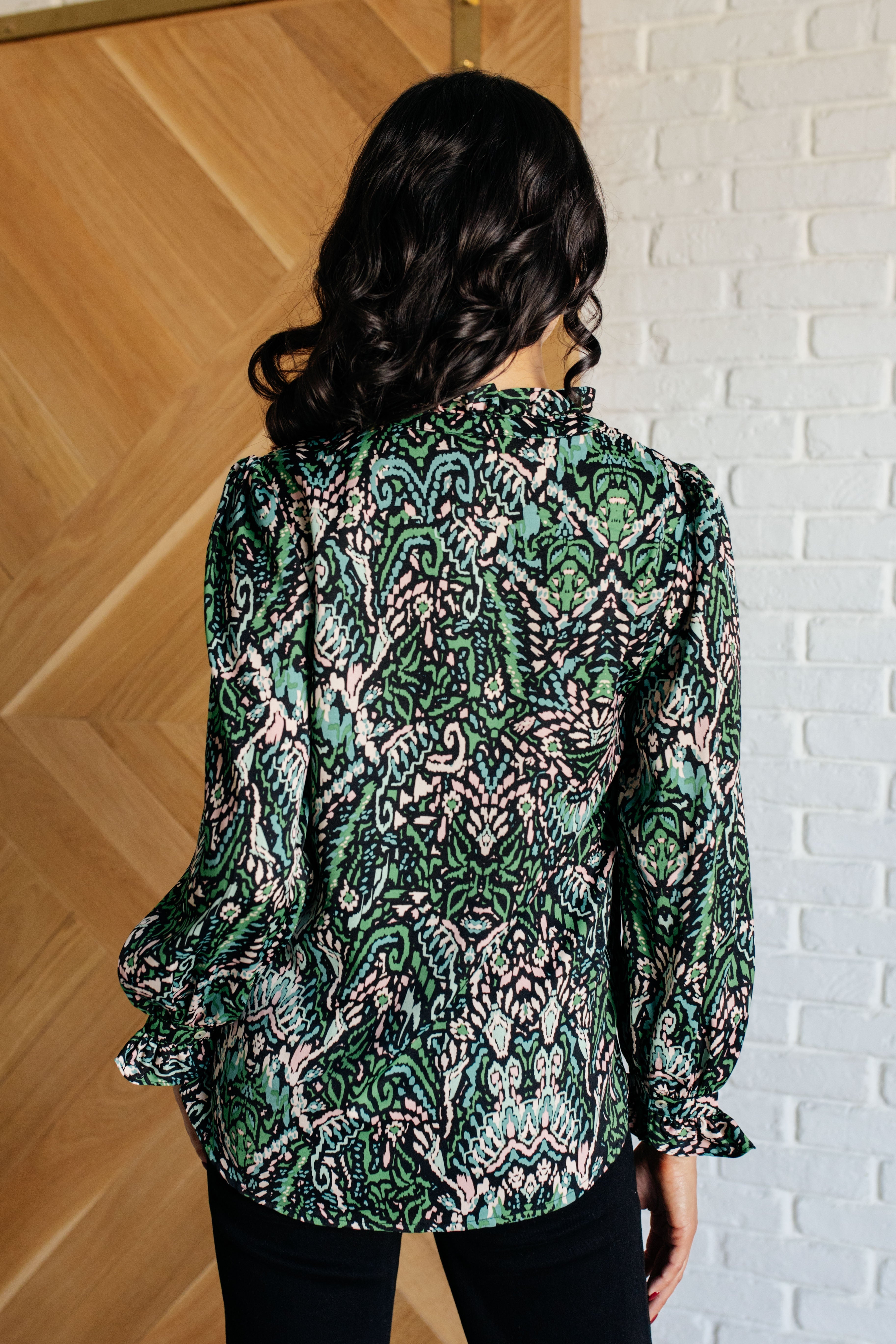 Looking Out Damask Print Blouse Blouses Ave Shops- Tilden Co.