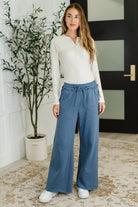 Lounge Line Wide Leg Sweats in Dusty Blue Womens Ave Shops- Tilden Co.