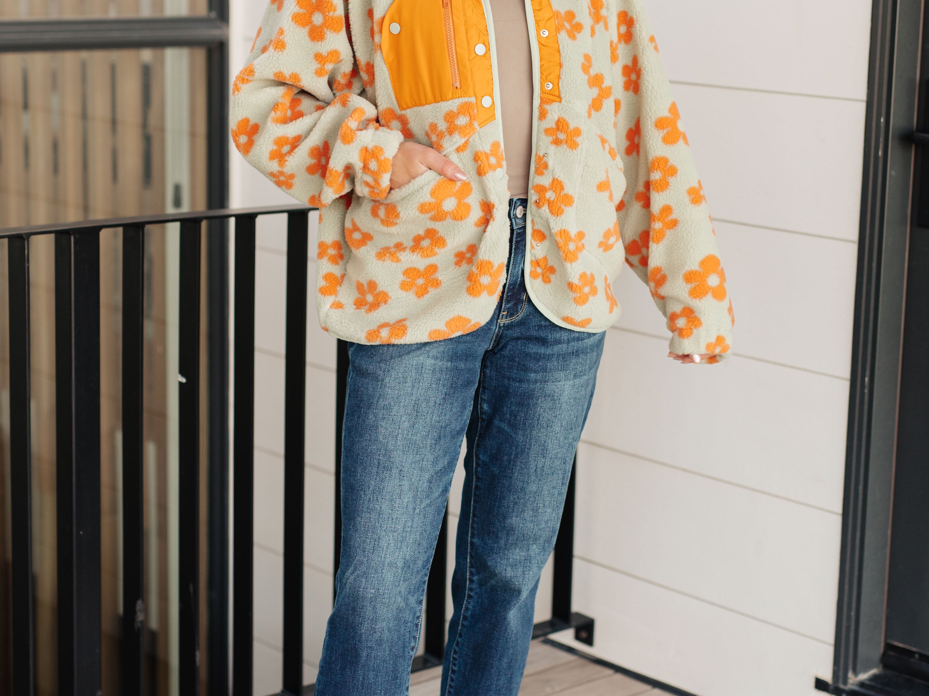 Love It Don't Leave It Floral Fleece Jacket Layers Ave Shops- Tilden Co.