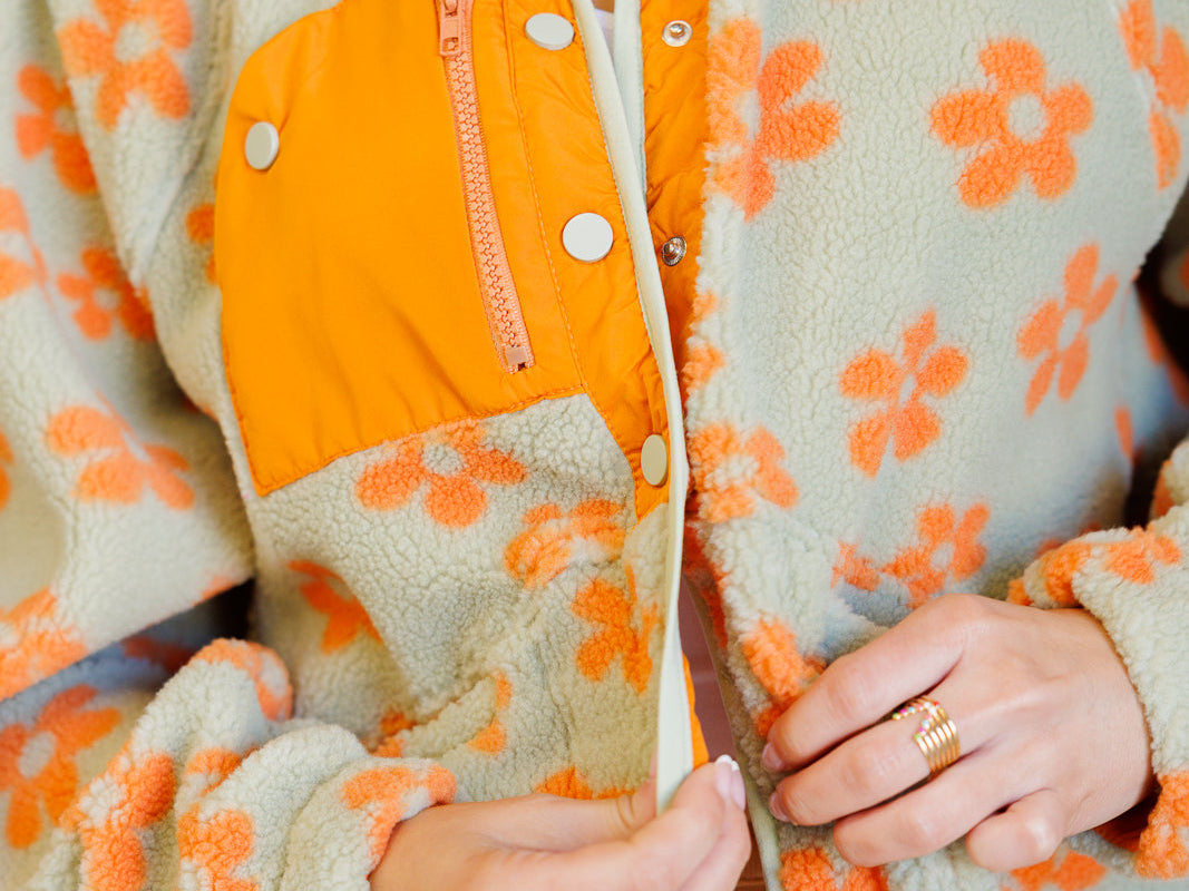 Love It Don't Leave It Floral Fleece Jacket Layers Ave Shops- Tilden Co.